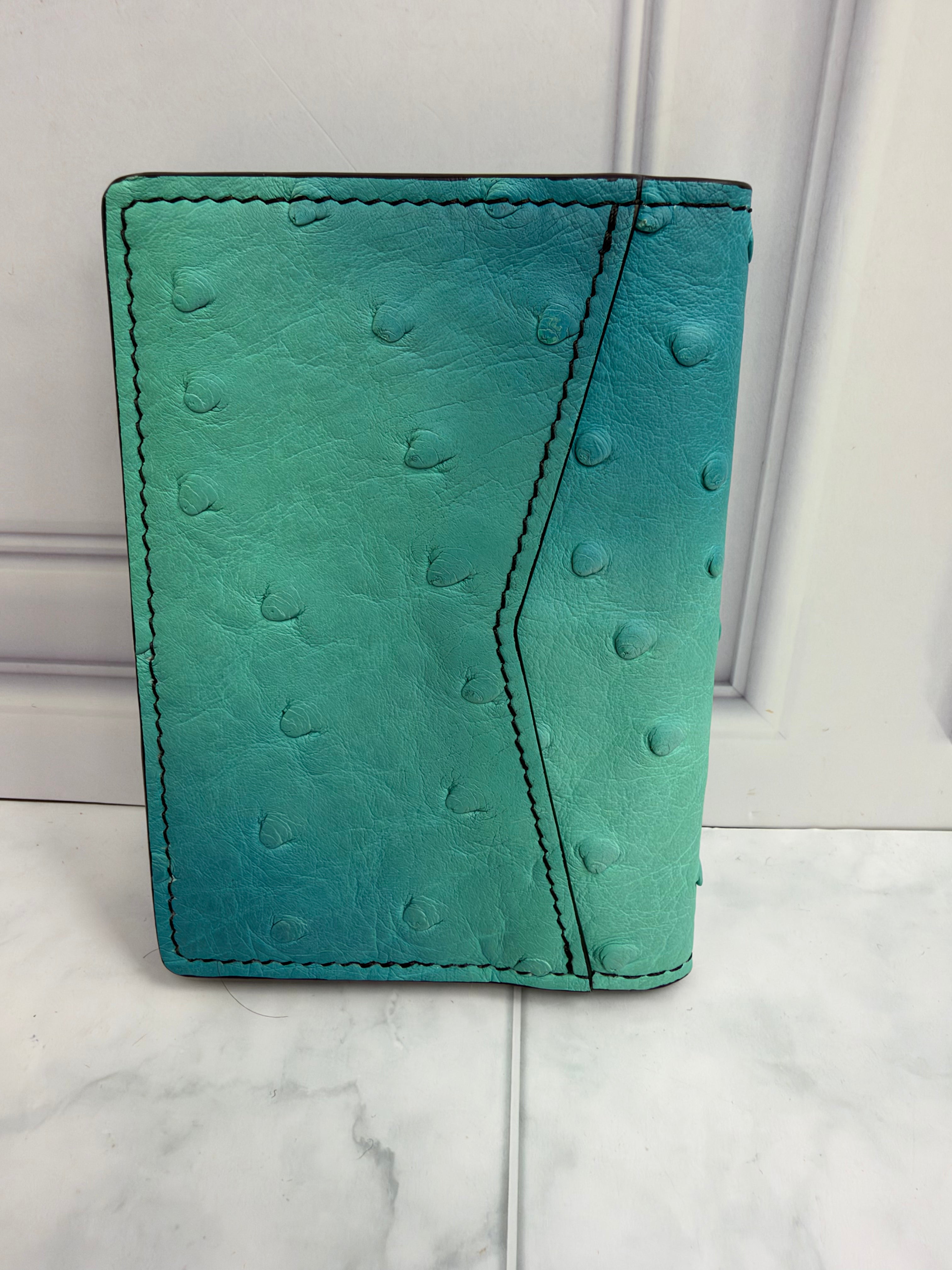 LIKE NEW - Louis Vuitton Tropical Blue Ostrich Leather Pocket Organizer