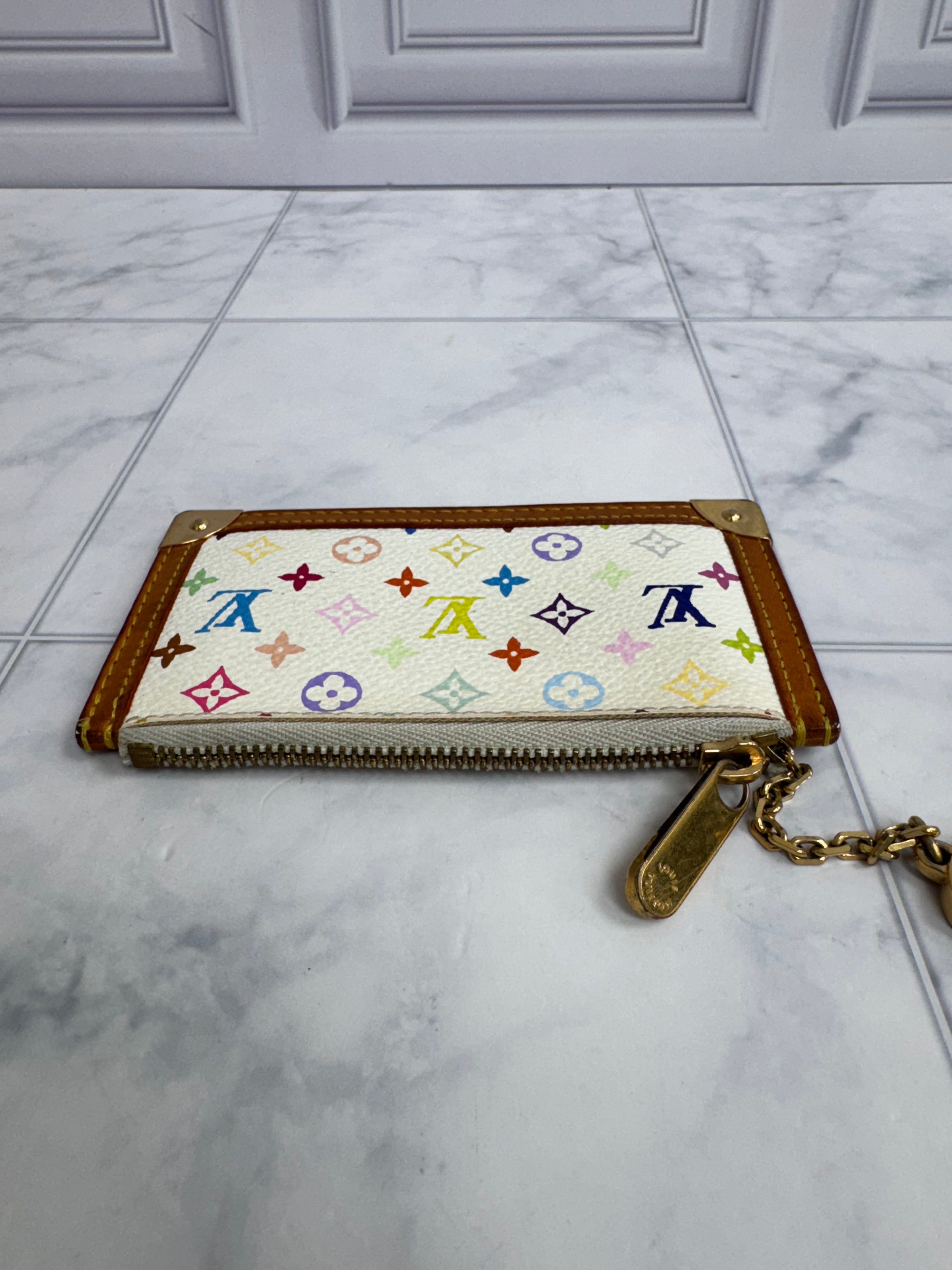 Louis Vuitton White Multicolor Pochette Key Cles