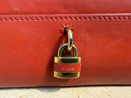 Chloe Red Leather Zippy Wallet