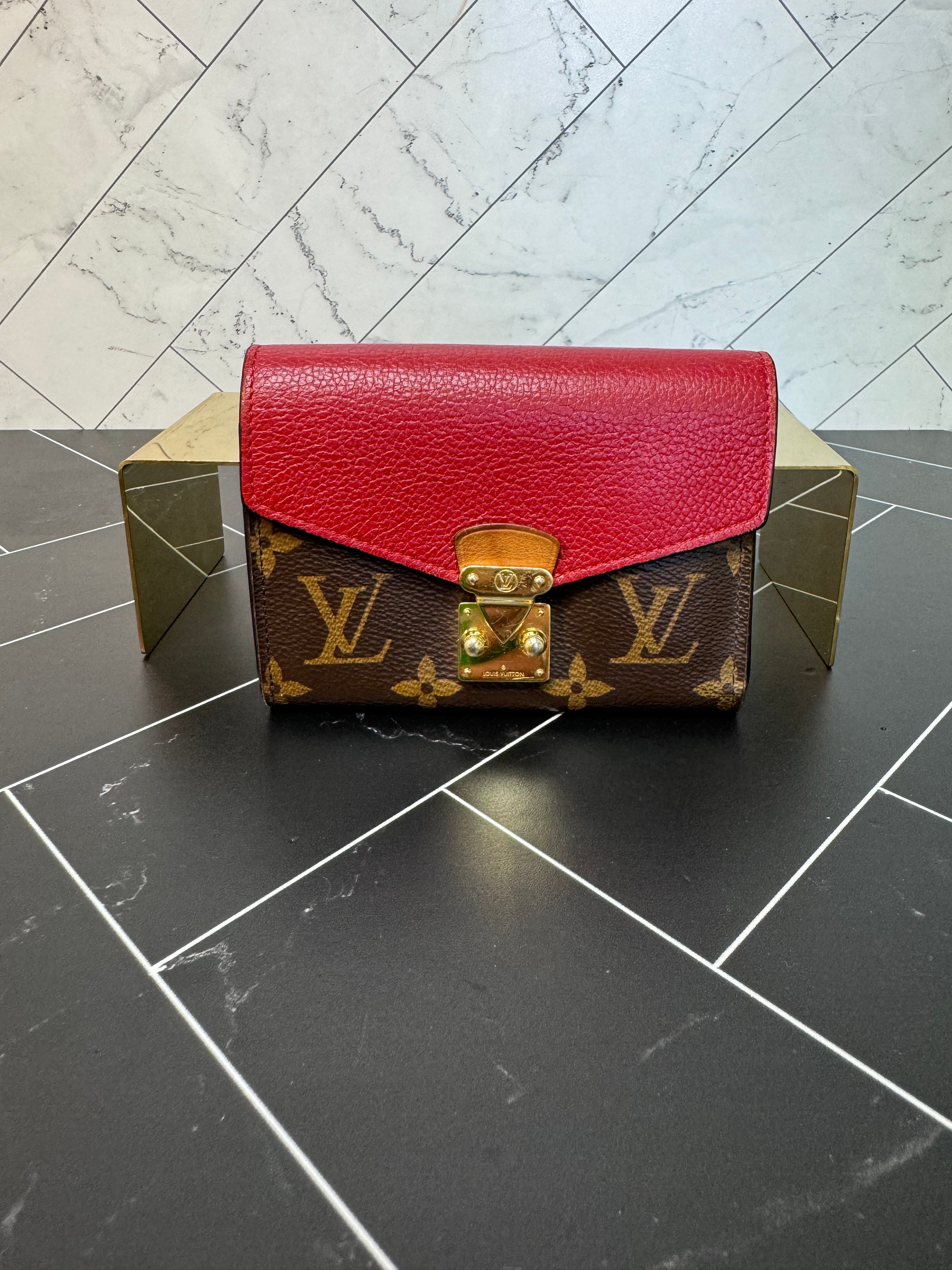 Louis Vuitton Monogram & Red Compact Pallas Wallet