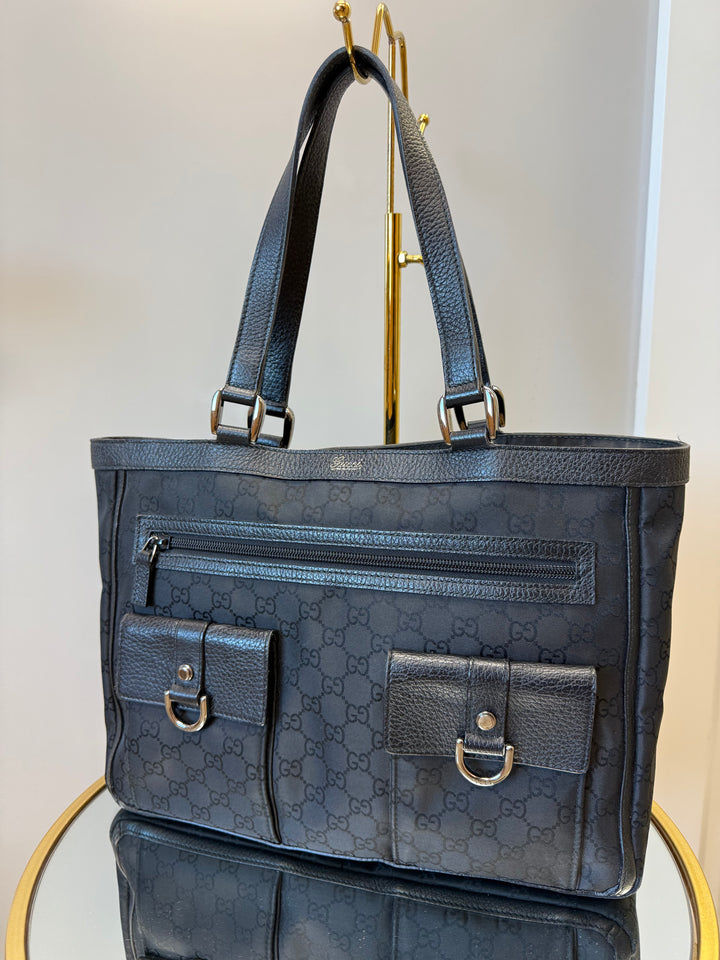 Gucci Black GG Canvas Shoulder Tote