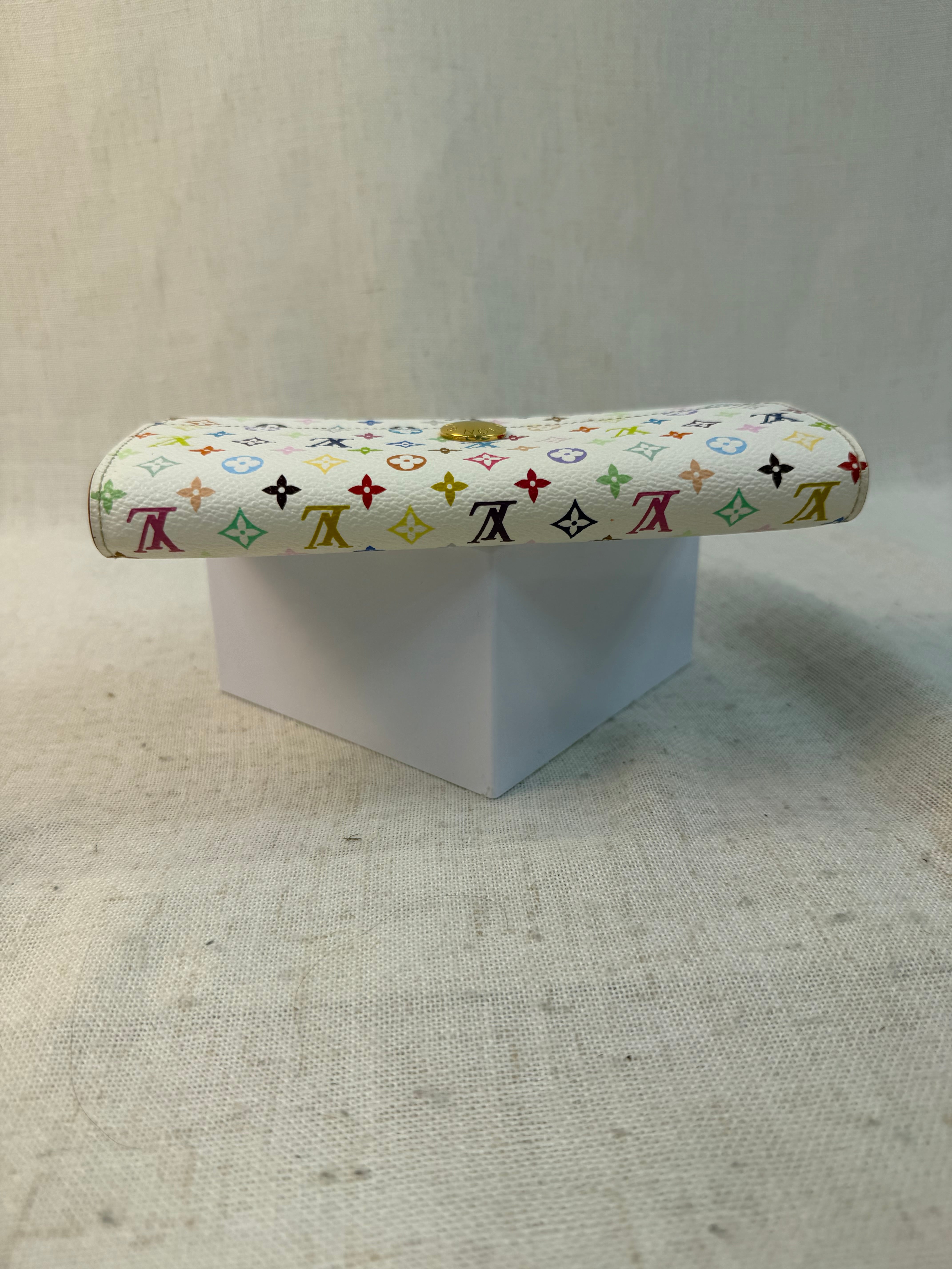 LIKE NEW Louis Vuitton Monogram White Multicolor Sarah Wallet
