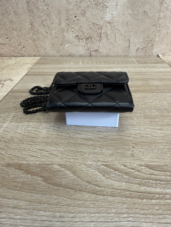 Chanel Black Lambskin Mini Wallet on a Chain