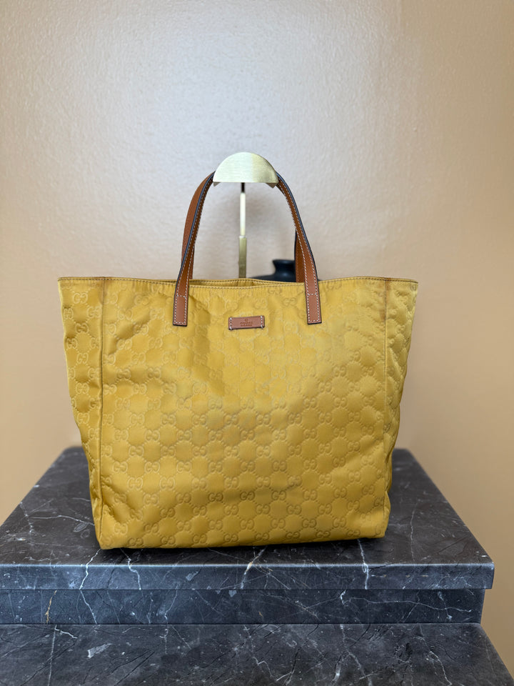 Gucci GG Mustard Yellow Canvas Tote Bag