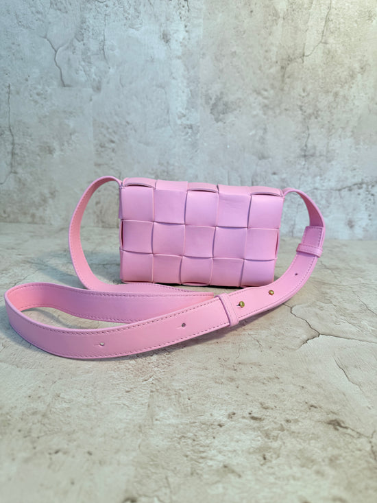 Bottega Veneta Pink Cassette Intrecciato Leather Crossbody Bag