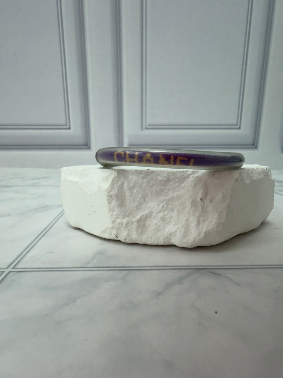 Chanel Purple Rubber Sport Line Logo Tube Bracelet