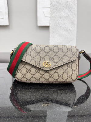 Gucci GG Supreme Canvas Ophidia Envelope Mini Crossbody Bag