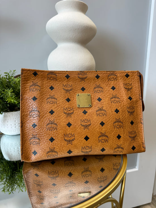 MCM Brown Monogram Clutch Bag