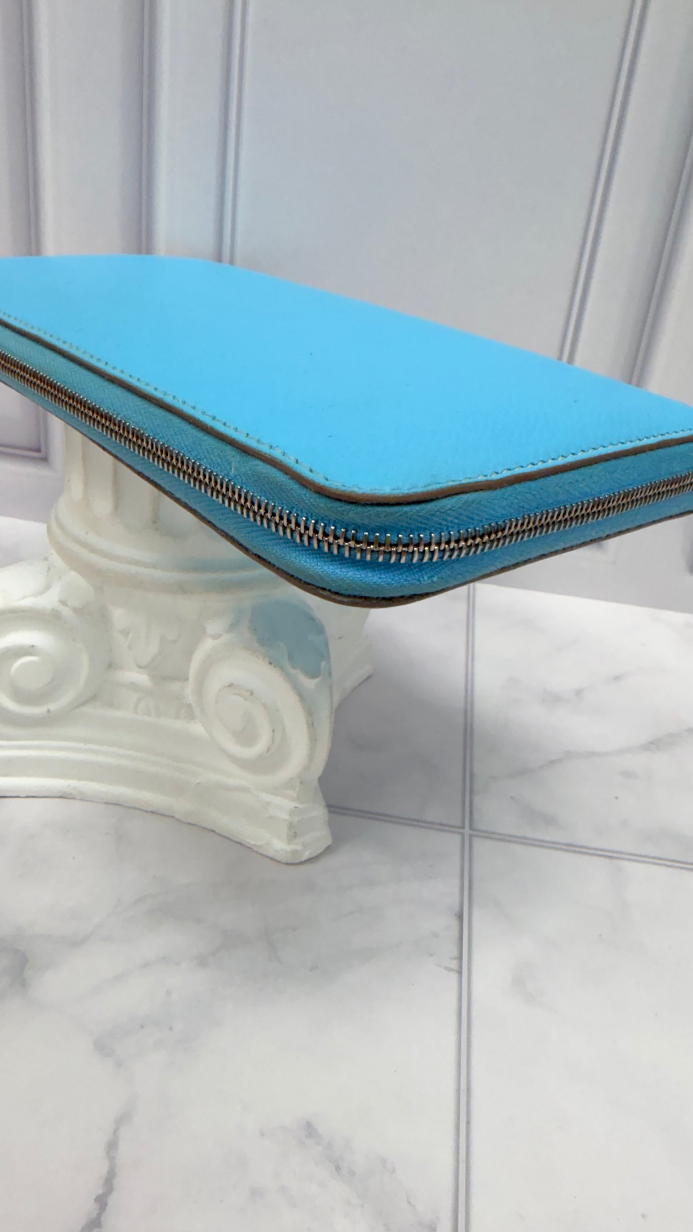 Hermes Sky Blue Epsom Leather Zippy Wallet