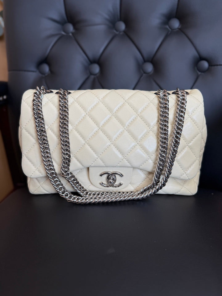 Chanel Light Yellow Quilted Lambskin Plush Flap Bag