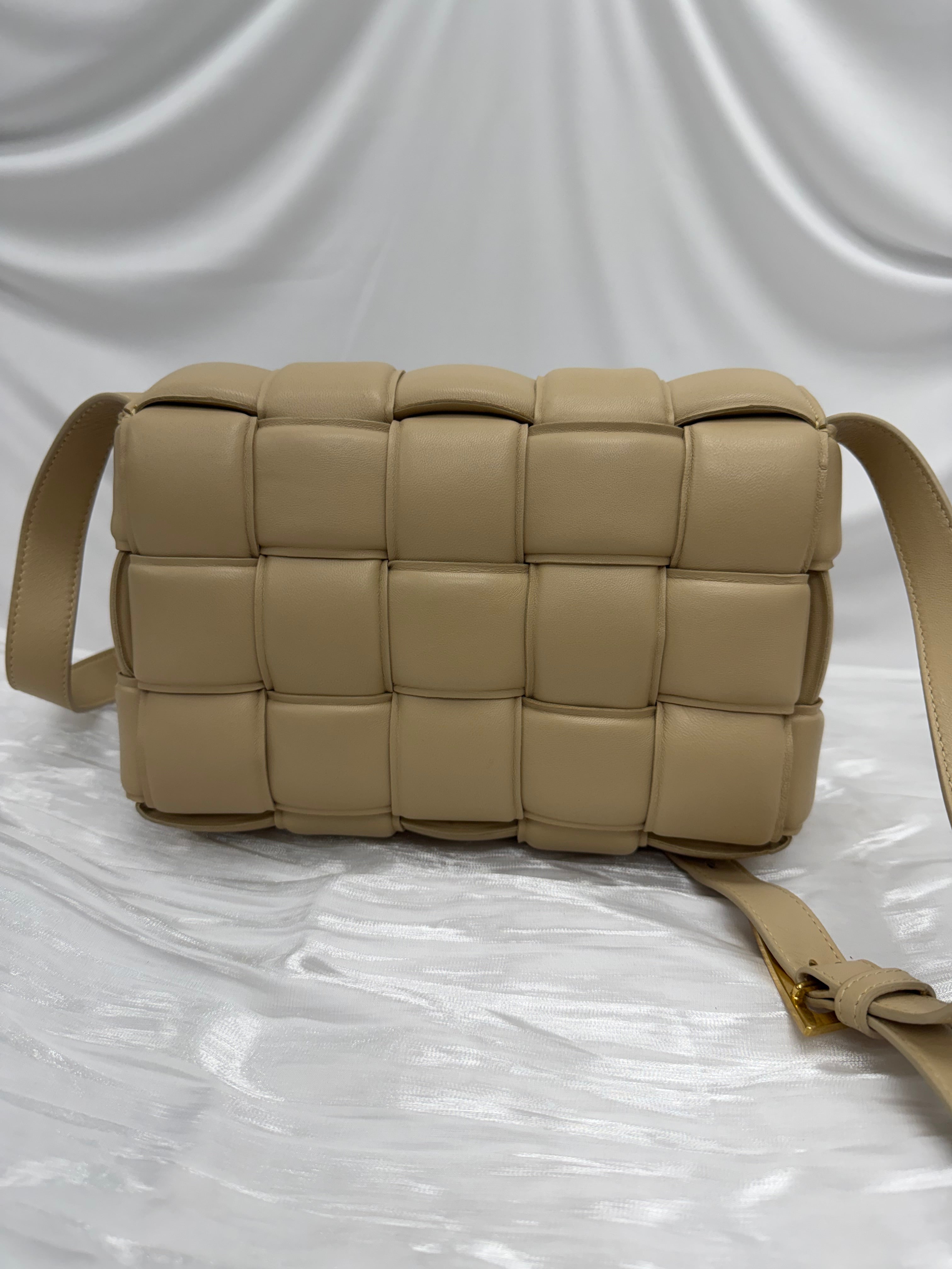 Bottega Veneta Beige Padded Intrecciato Leather Cassette Crossbody