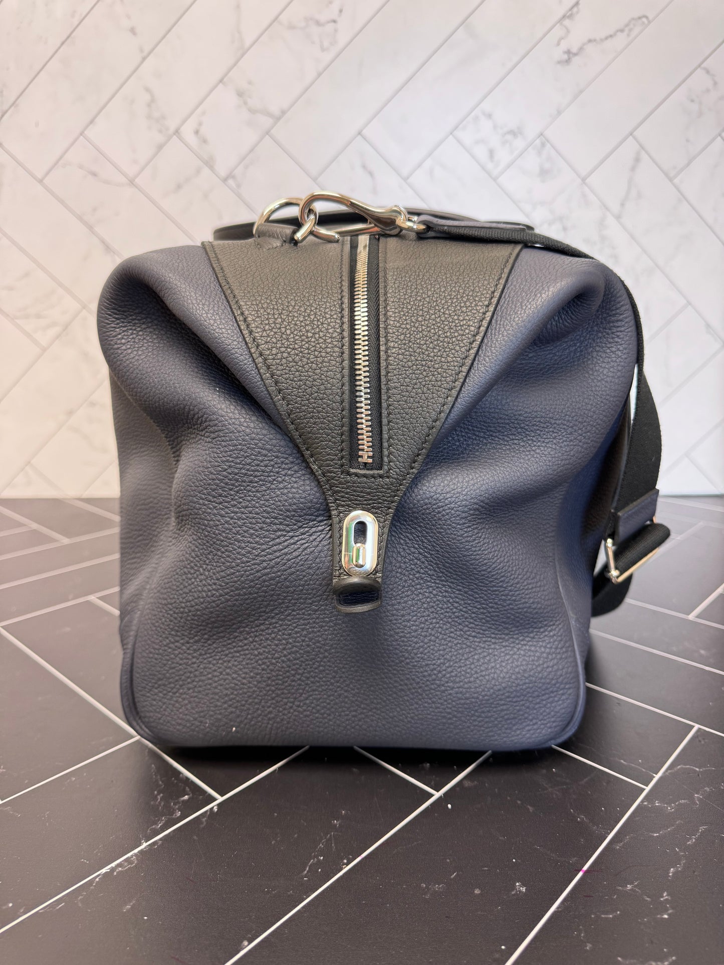 Hermes Navy Blue Togo Wallace Cabine Duffle Bag