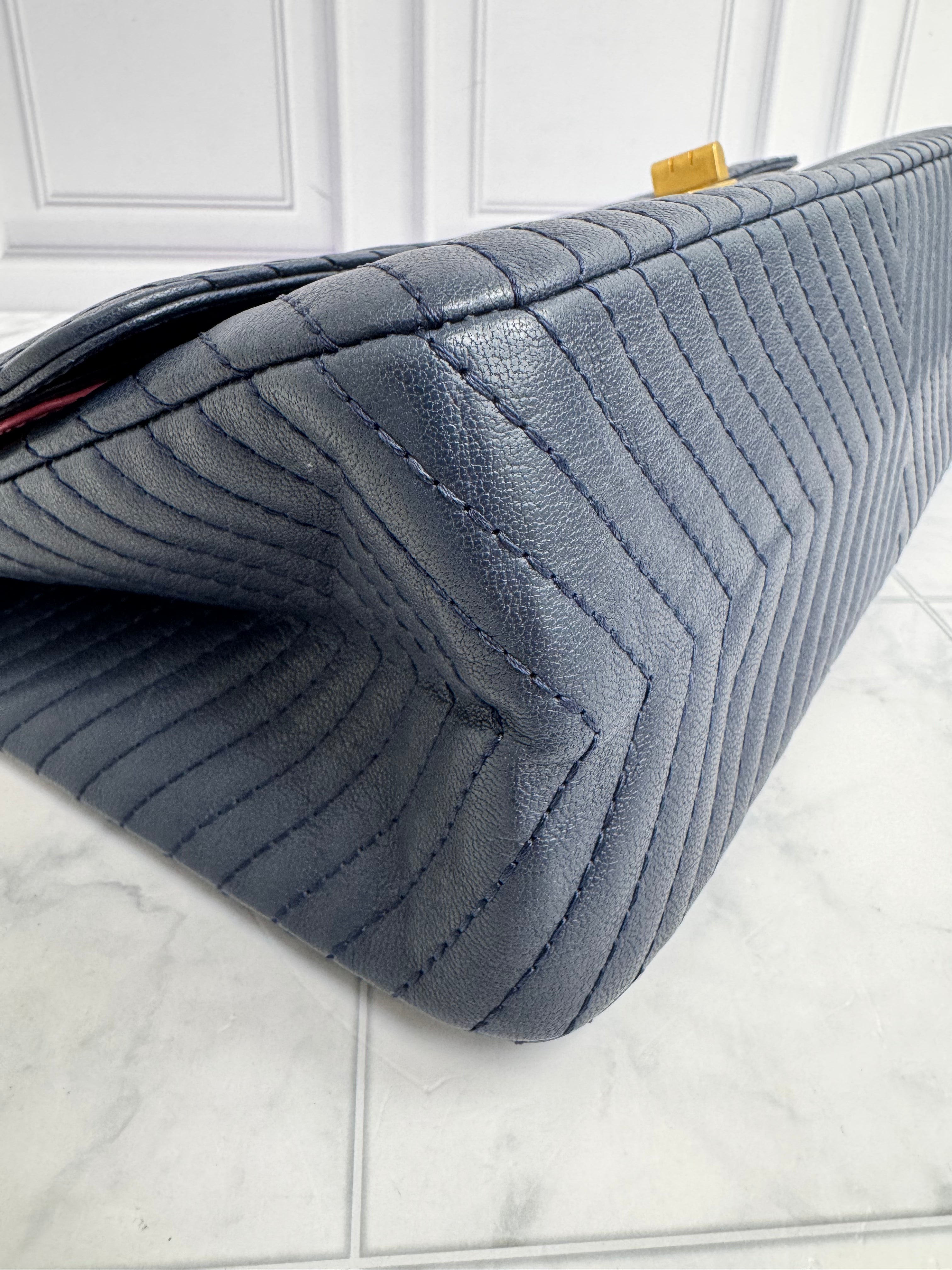 Chanel Navy Blue Quilted 2.55 Reissue Jumbo Flap Bag