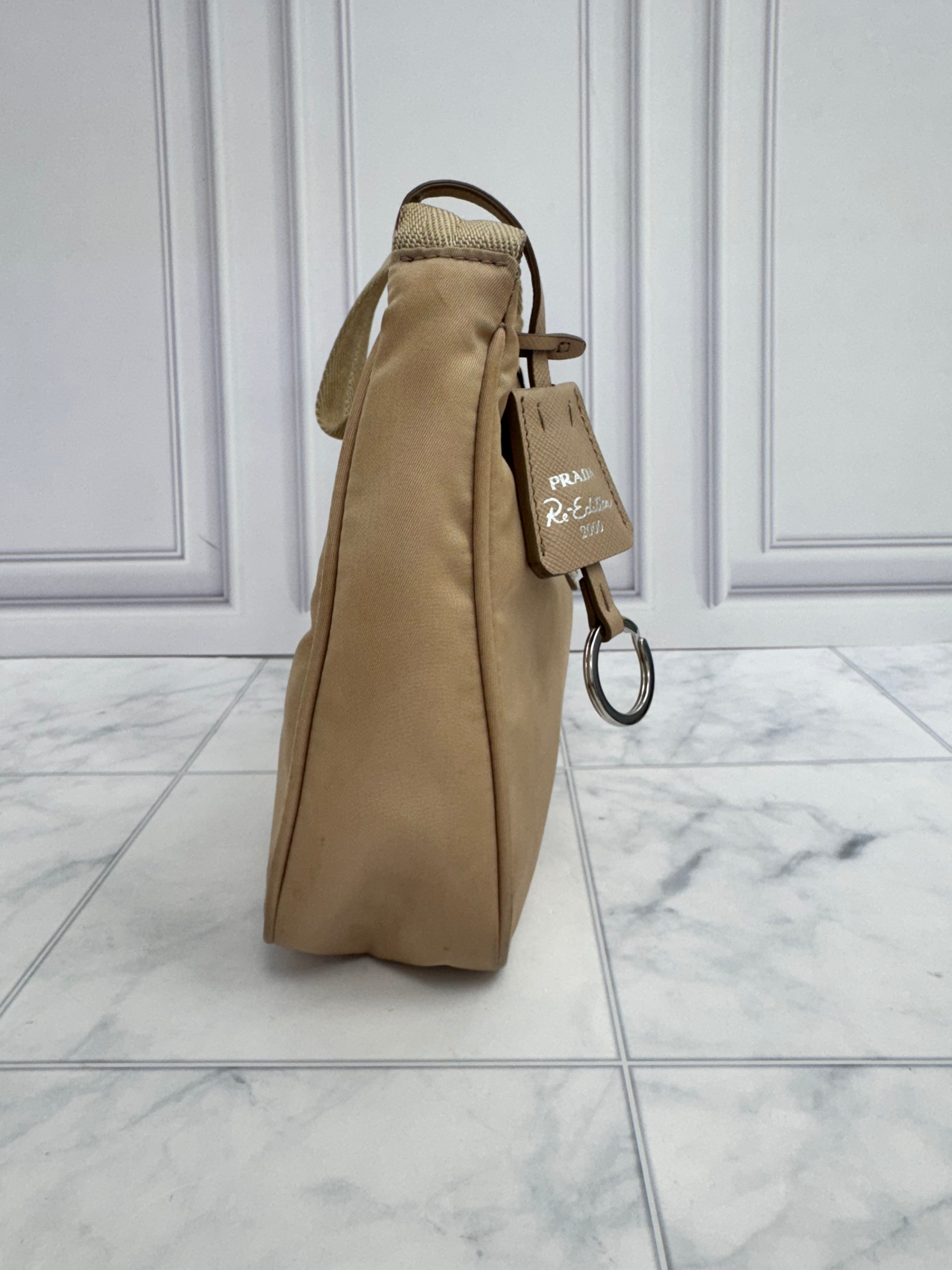 Prada Beige Nylon Re-Edition 2000 Nylon Shoulder Bag