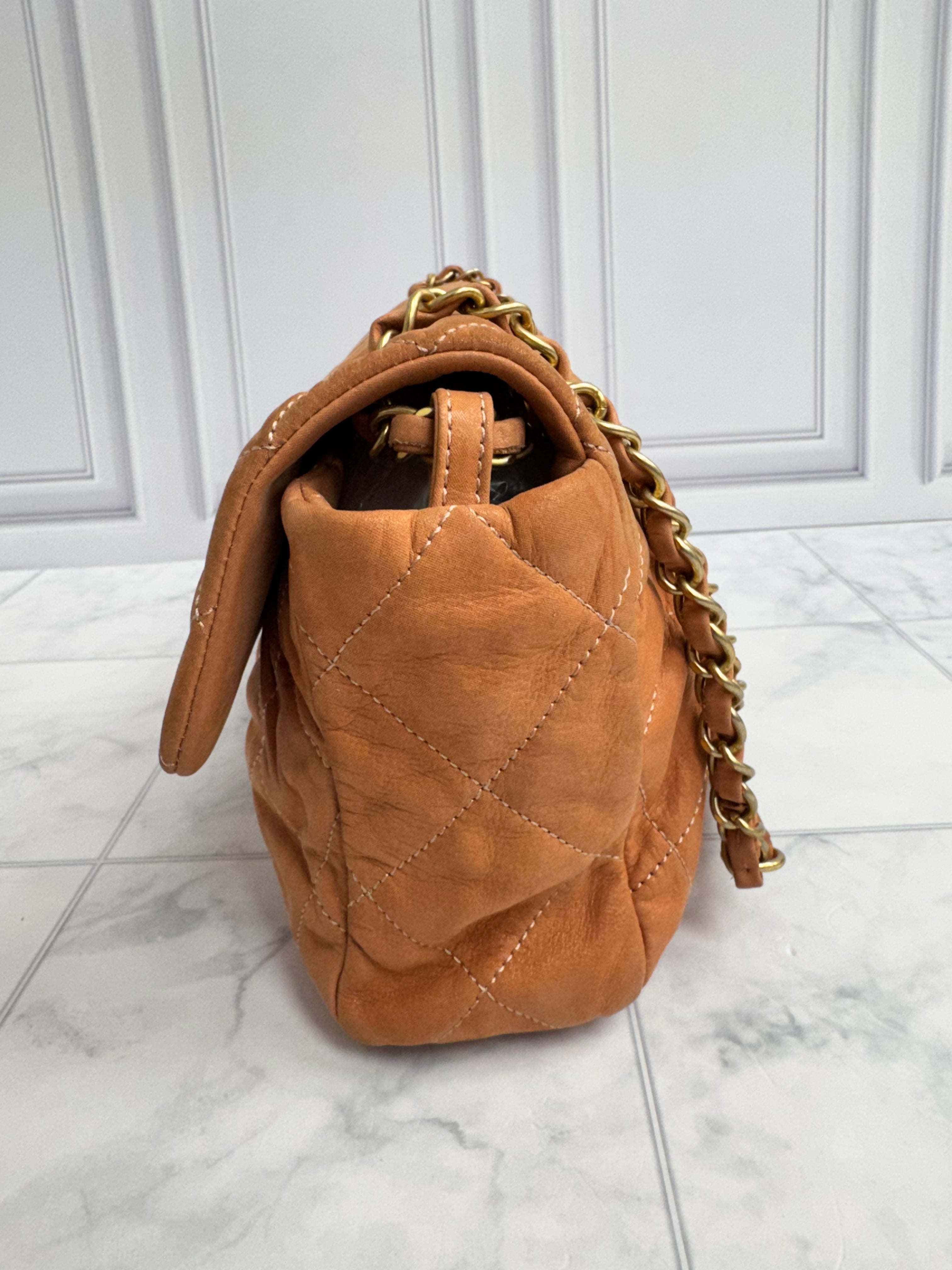 Chanel Iridescent Peach Quilted Coco Pleats Flap Bag