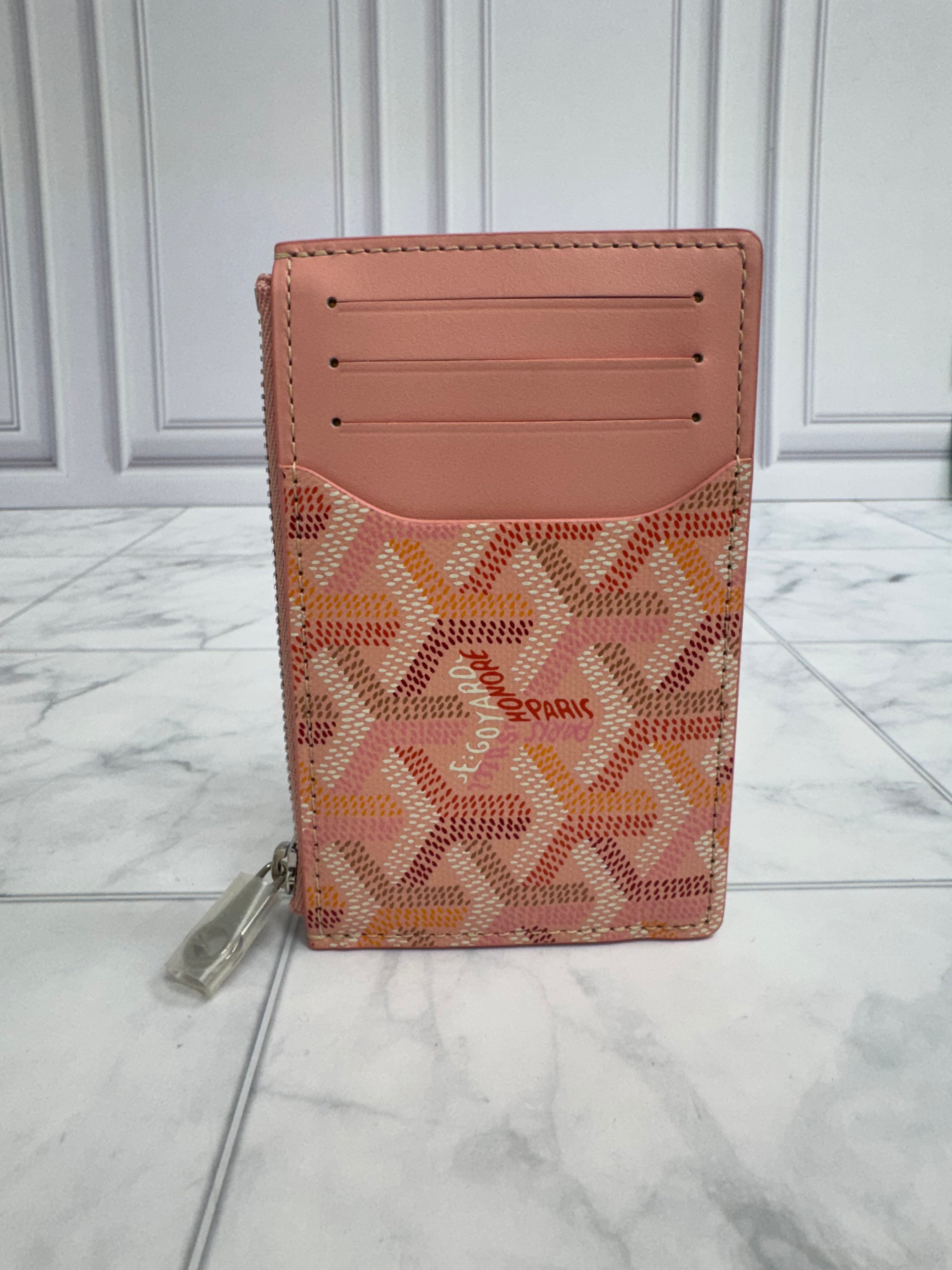 LIKE NEW - Goyard Pink Monogram Coated Canvas Zippy Card Holder