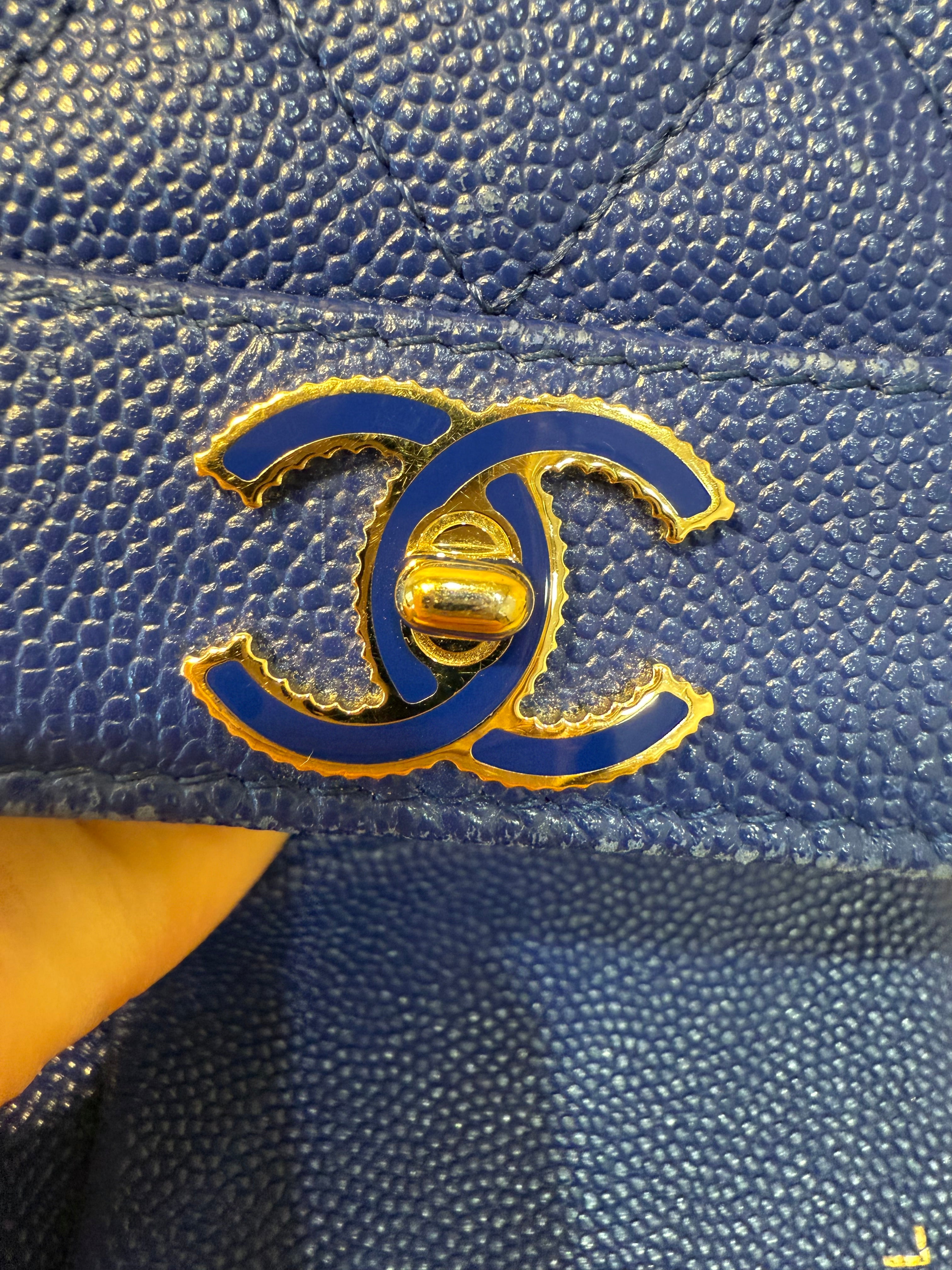 Chanel Royal Blue Caviar Compact Wallet