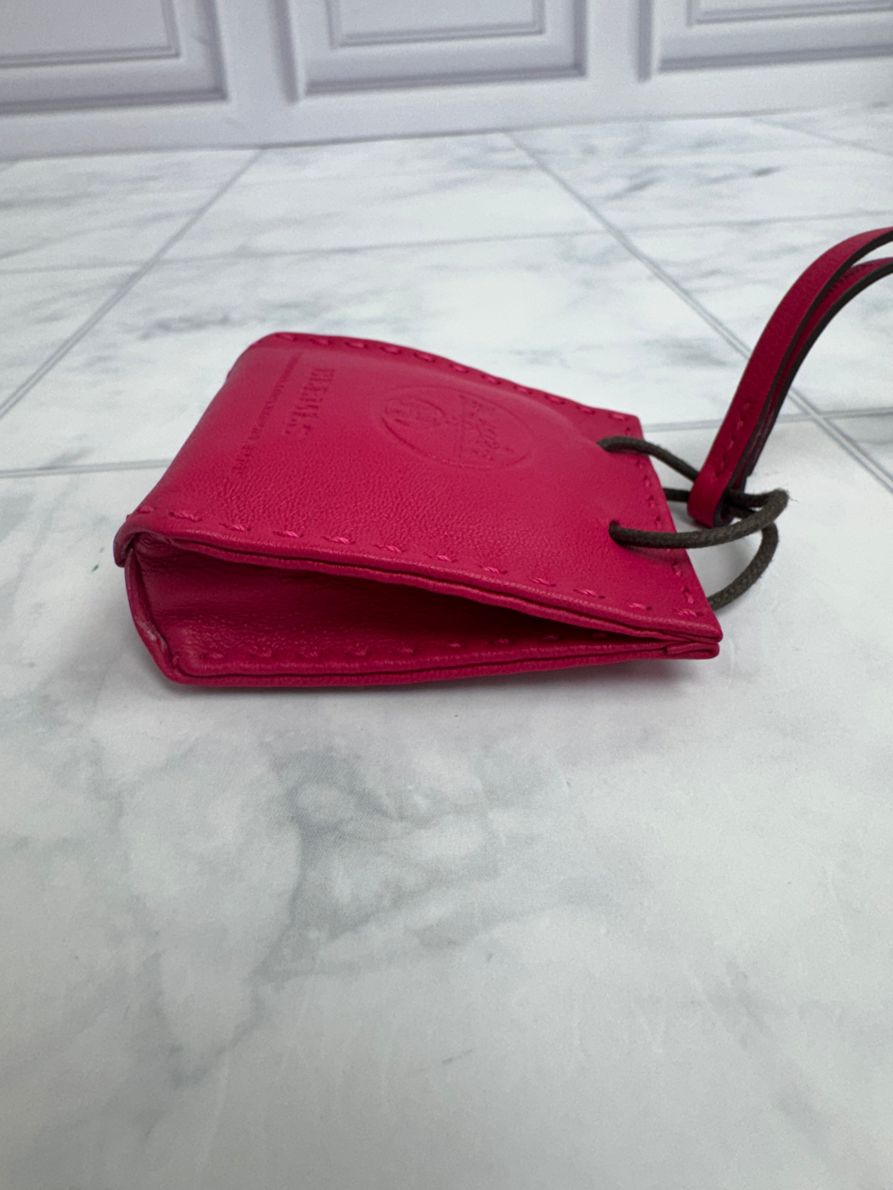 Hermes Rose Mexico Leather Sac Shopping Bag Charm