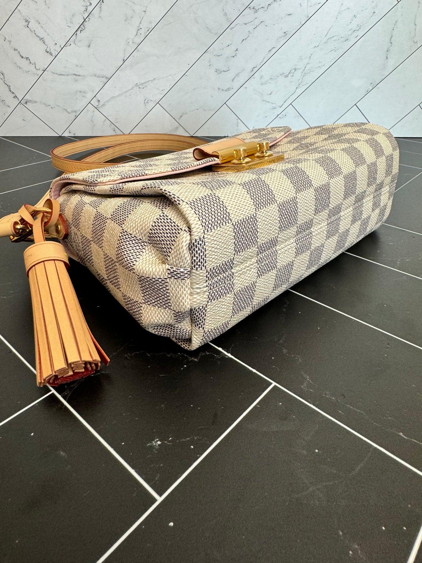 BRAND NEW Louis Vuitton Damier Azur & Ballerine Pink Croisette 2Way Bag