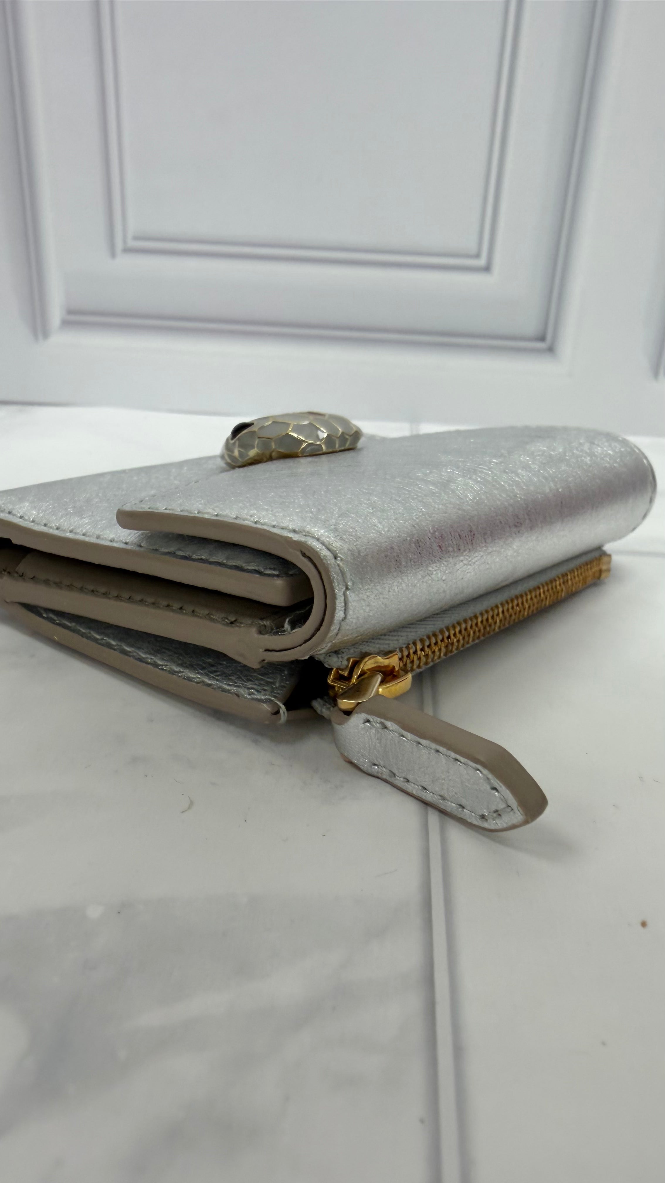 *DONS DROP* Bvlgari Silver Leather Serpenti Forever Compact Wallet