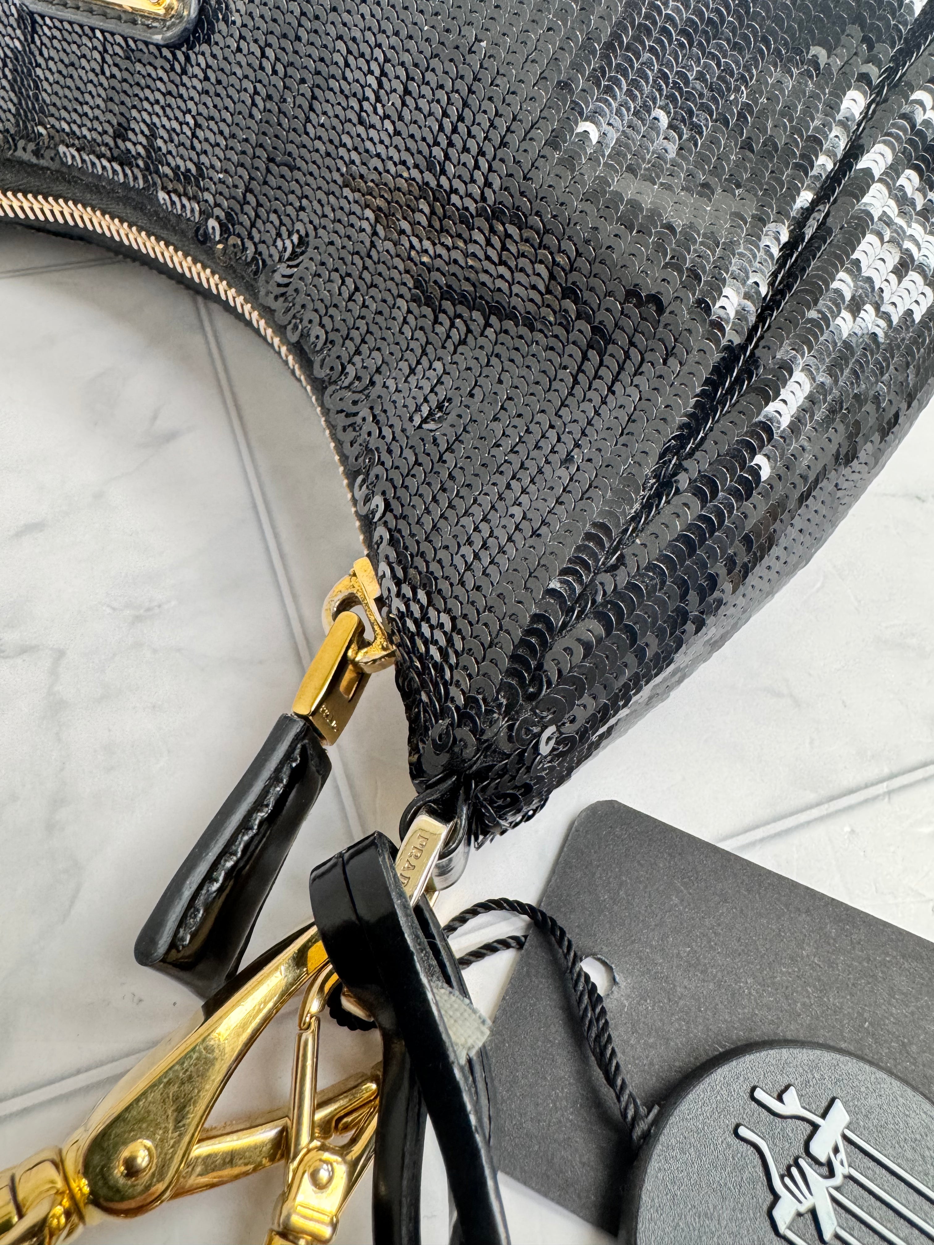 Prada Black Sequins ReEdition Shoulder Bag