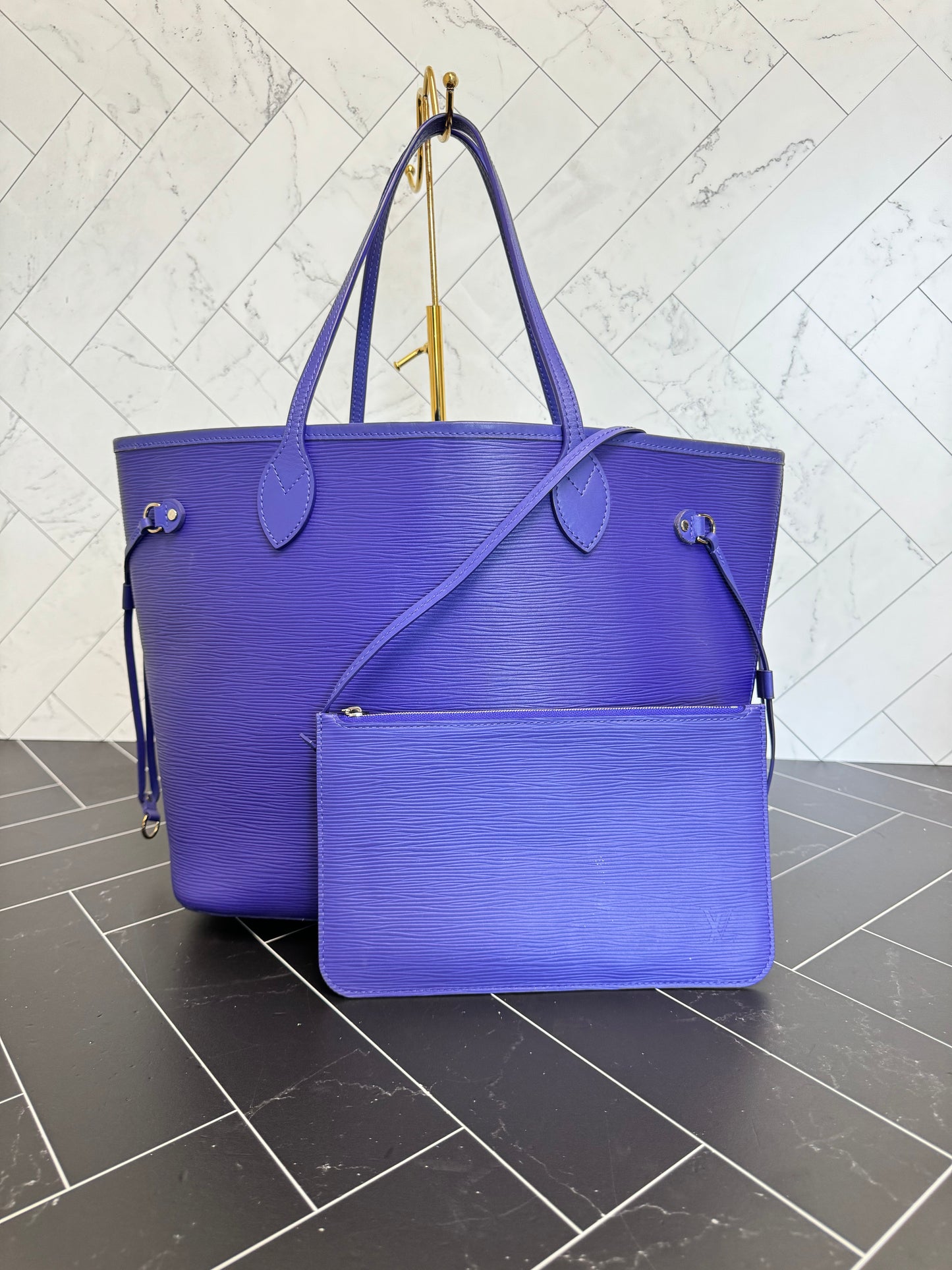 Louis Vuitton Purple Epi Leather Neverfull MM with Pouch