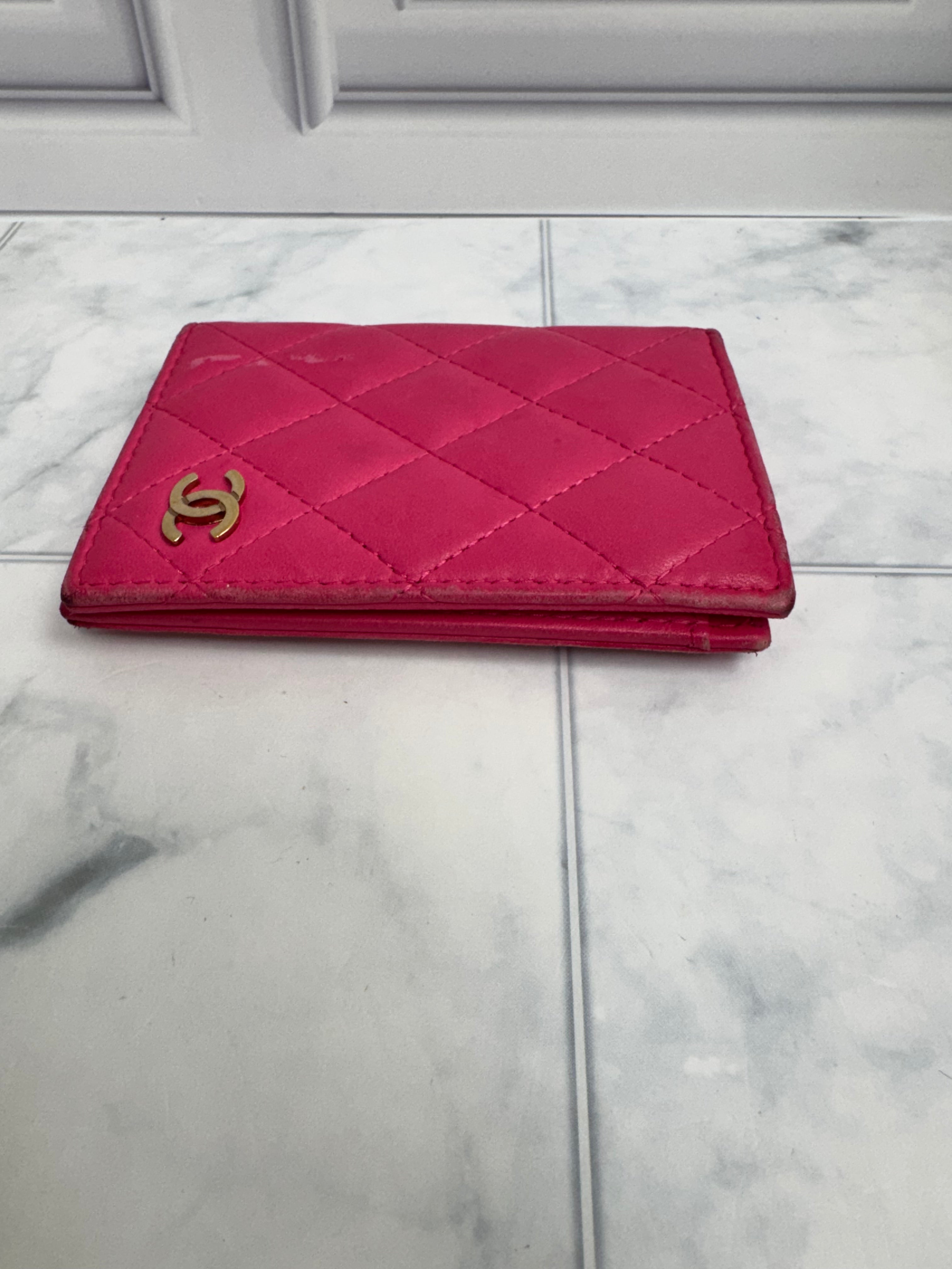 Chanel Pink Diamond Quilted Leather Pocket Organizer