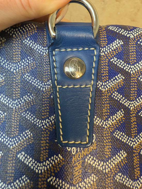 Goyard Navy Goyardine Leather Boston Bag