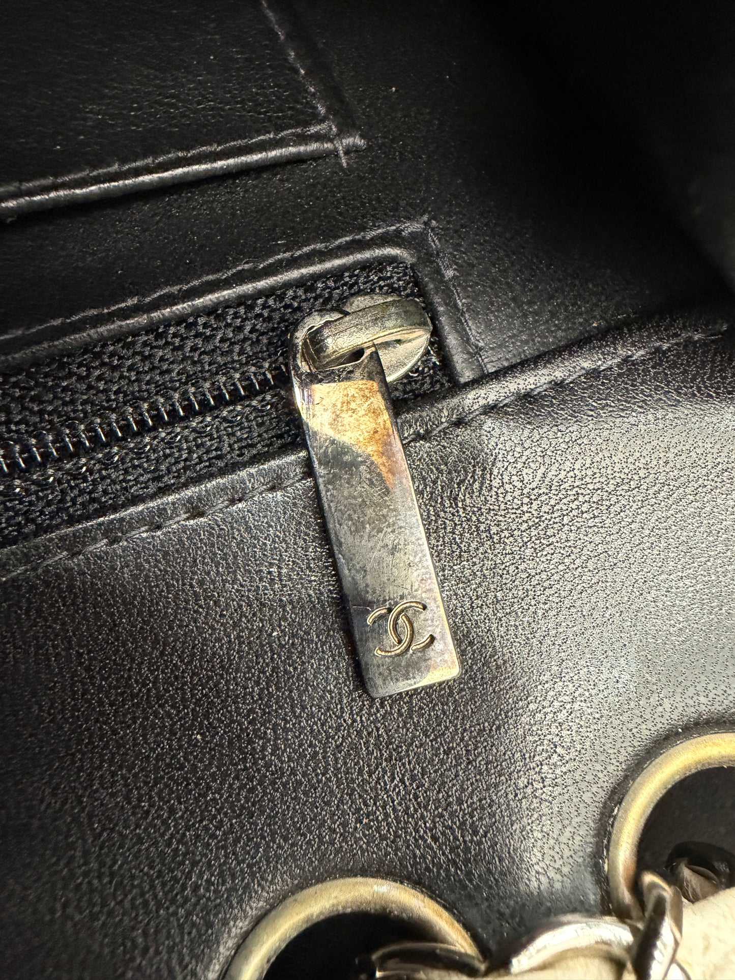 Chanel White & Black Patent Leather Chocolate Bar Square Bag