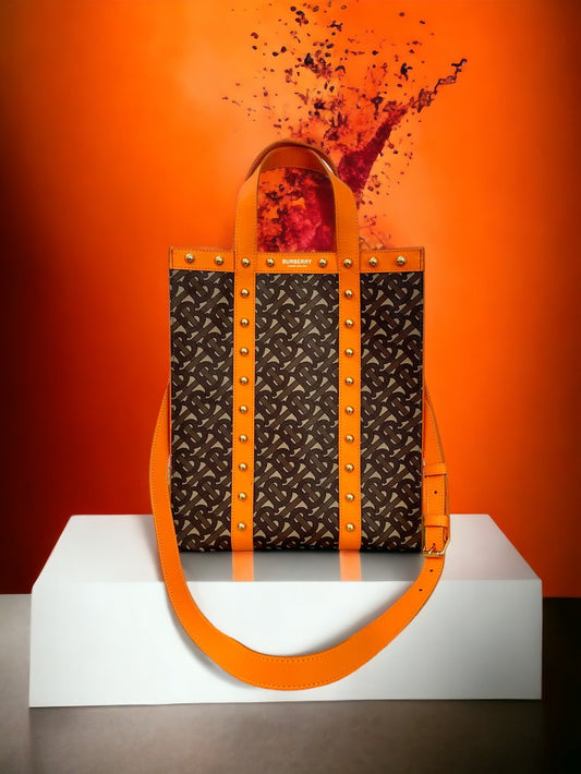 BRAND NEW Burberry Logo Orange Trim Tote Bag