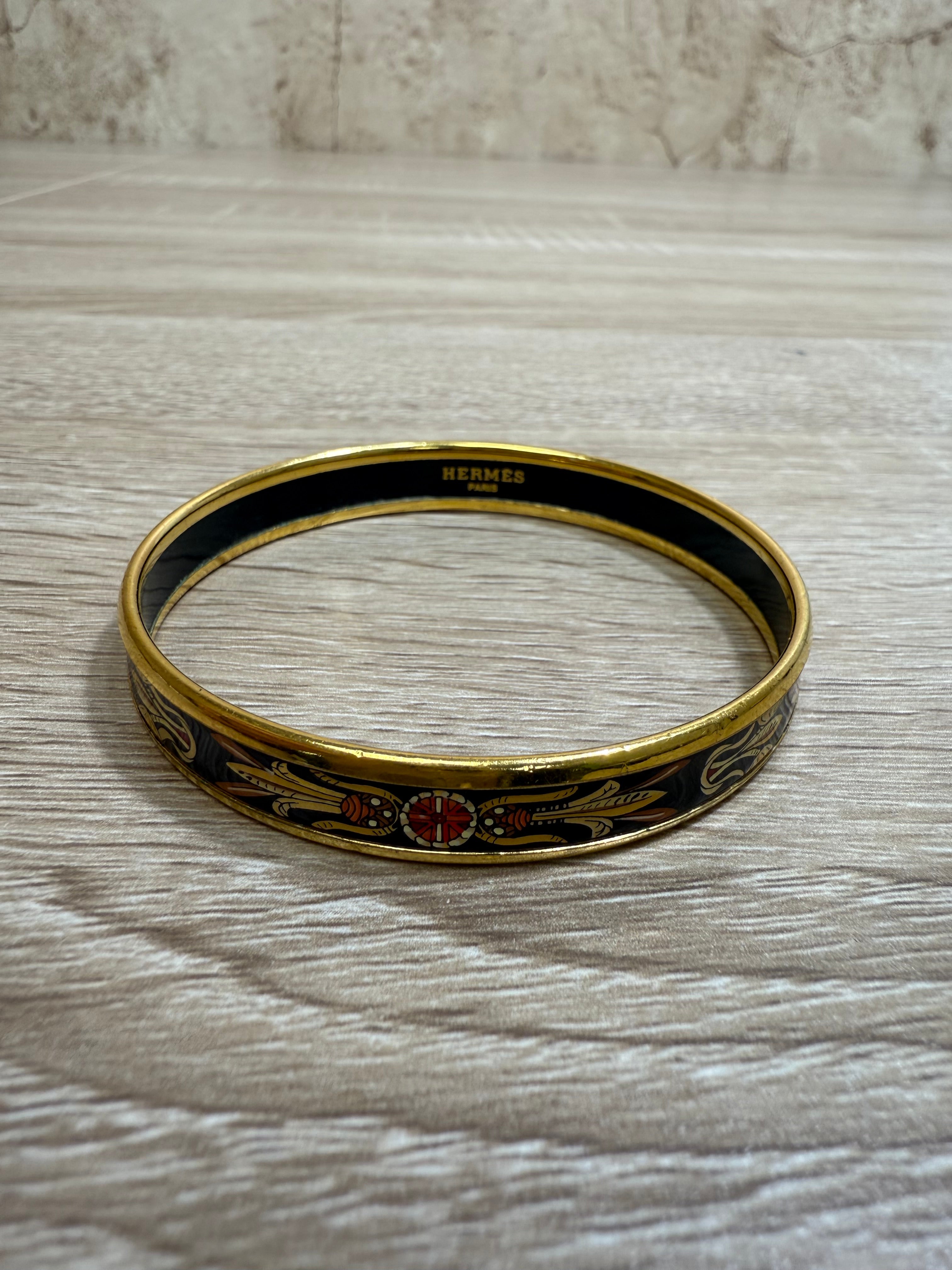 Hermes Enamel Gold Plated Bangle