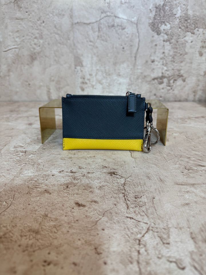 Prada Slate Yellow Pradamaria Saffiano Leather Coin Case