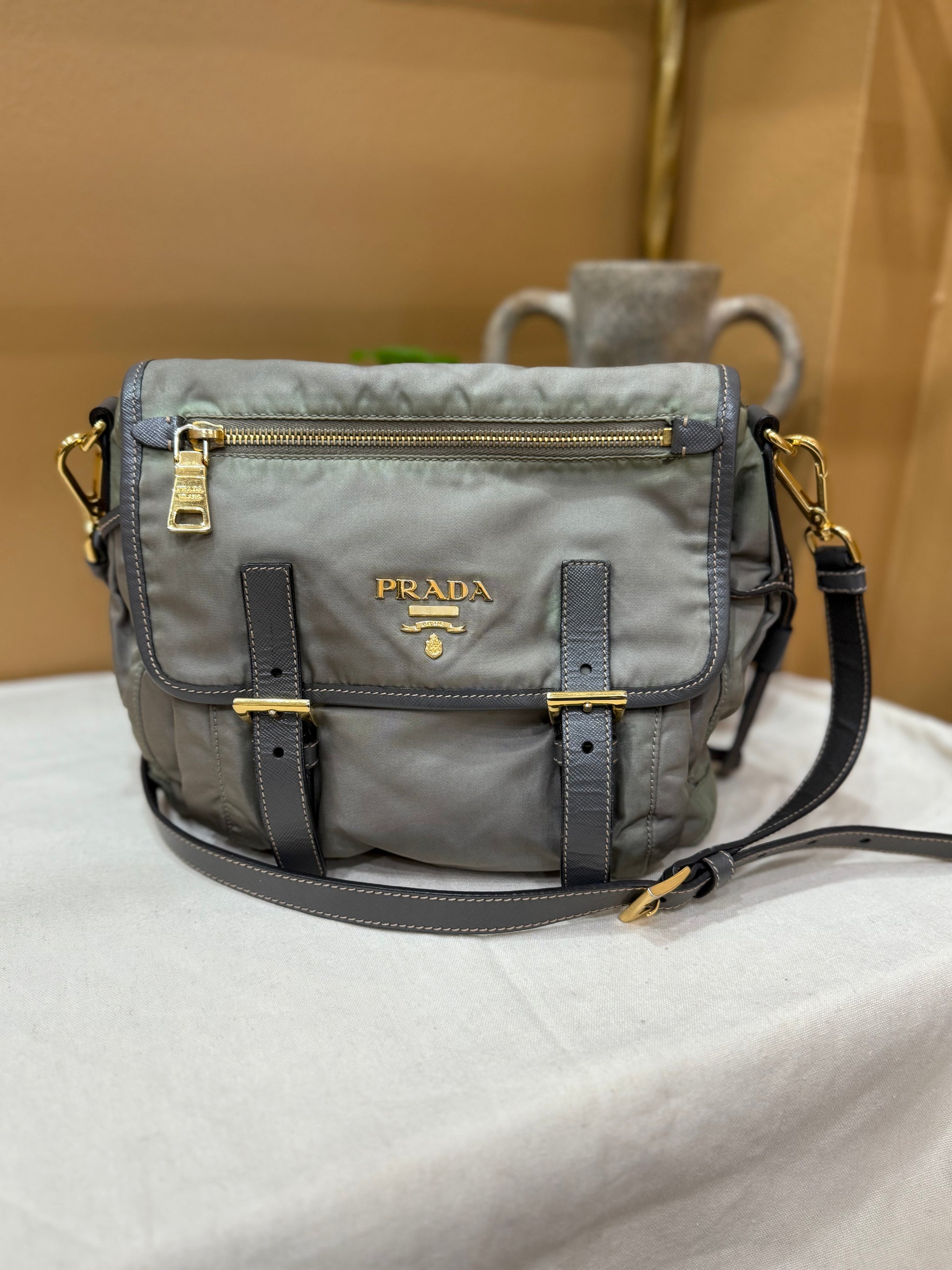 Prada Sage Green Nylon Crossbody Bag