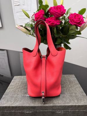 Hermes Rose Jaipur Taurillon Clemence Picotin Lock Bag
