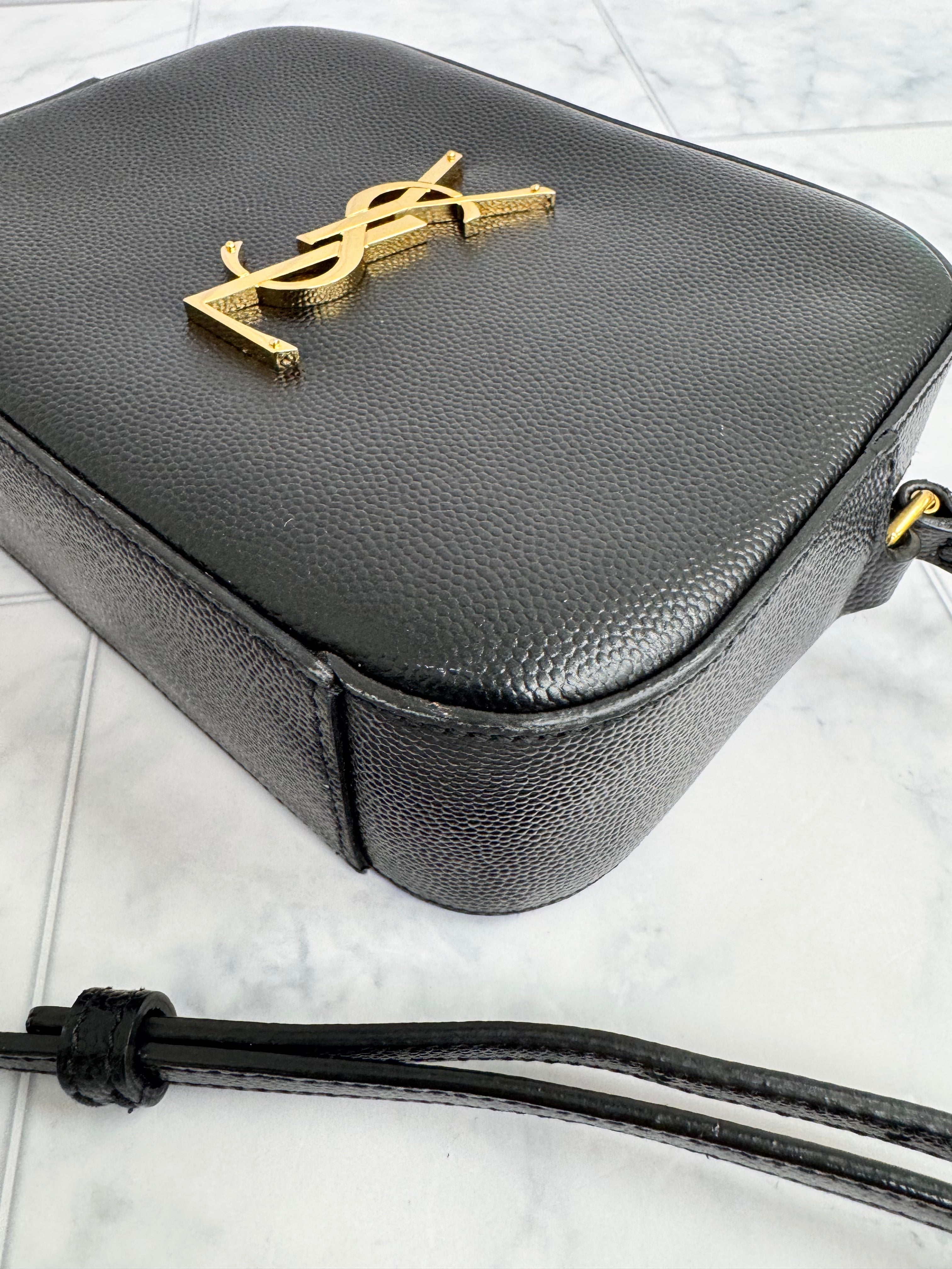 *DONS DROP* Saint Laurent YSL Black Grained Leather Lou Camera Bag