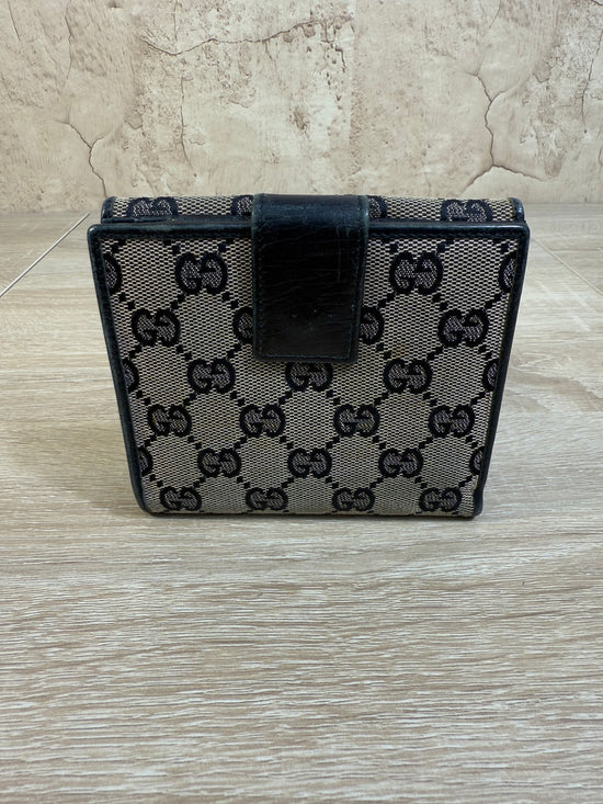 Gucci Black GG Canvas Bamboo Compact Wallet