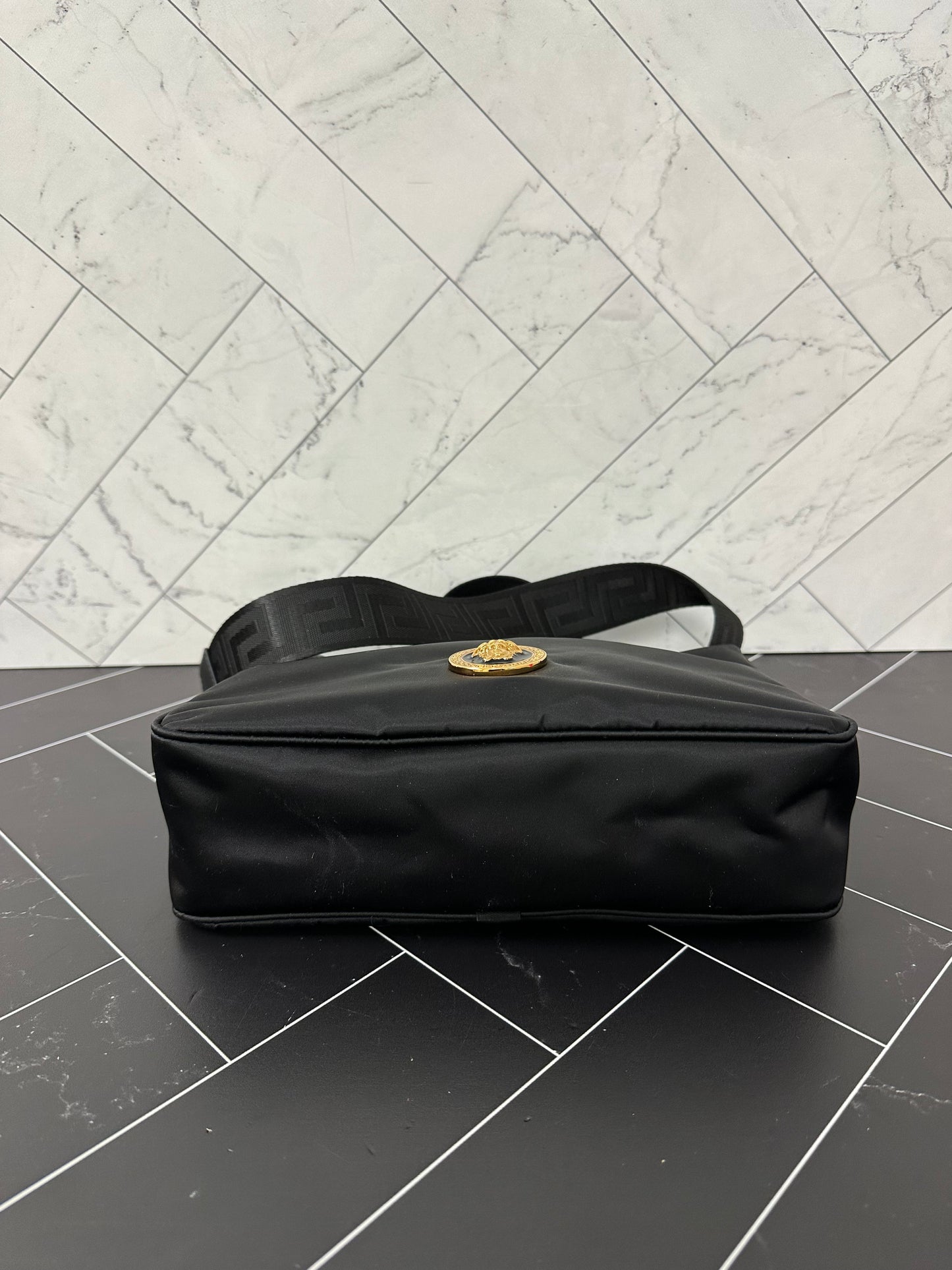 BRAND NEW Versace Black Nylon Chain Crossbody Bag