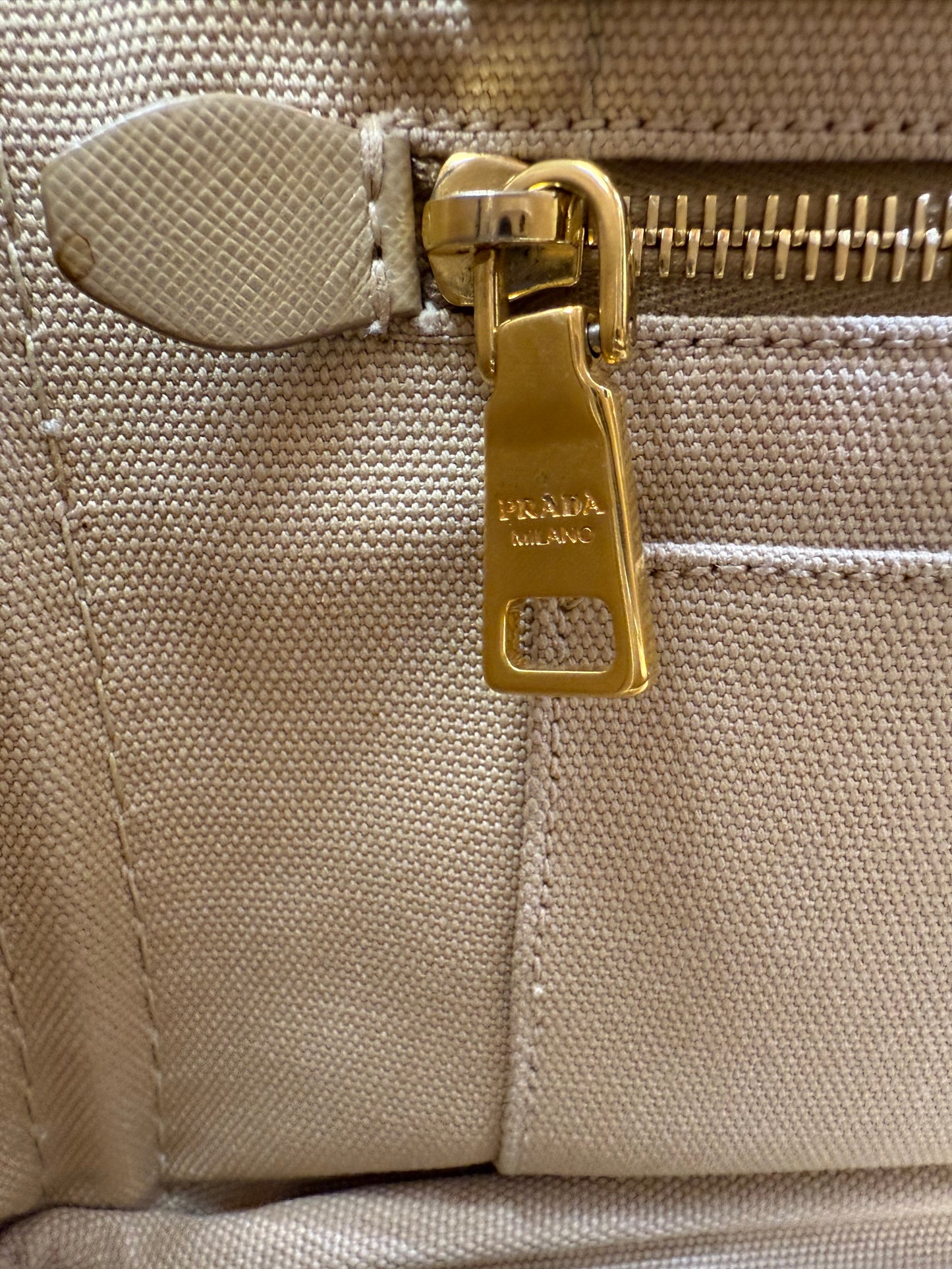 Prada Beige Canvas Small Canapa 2way Bag