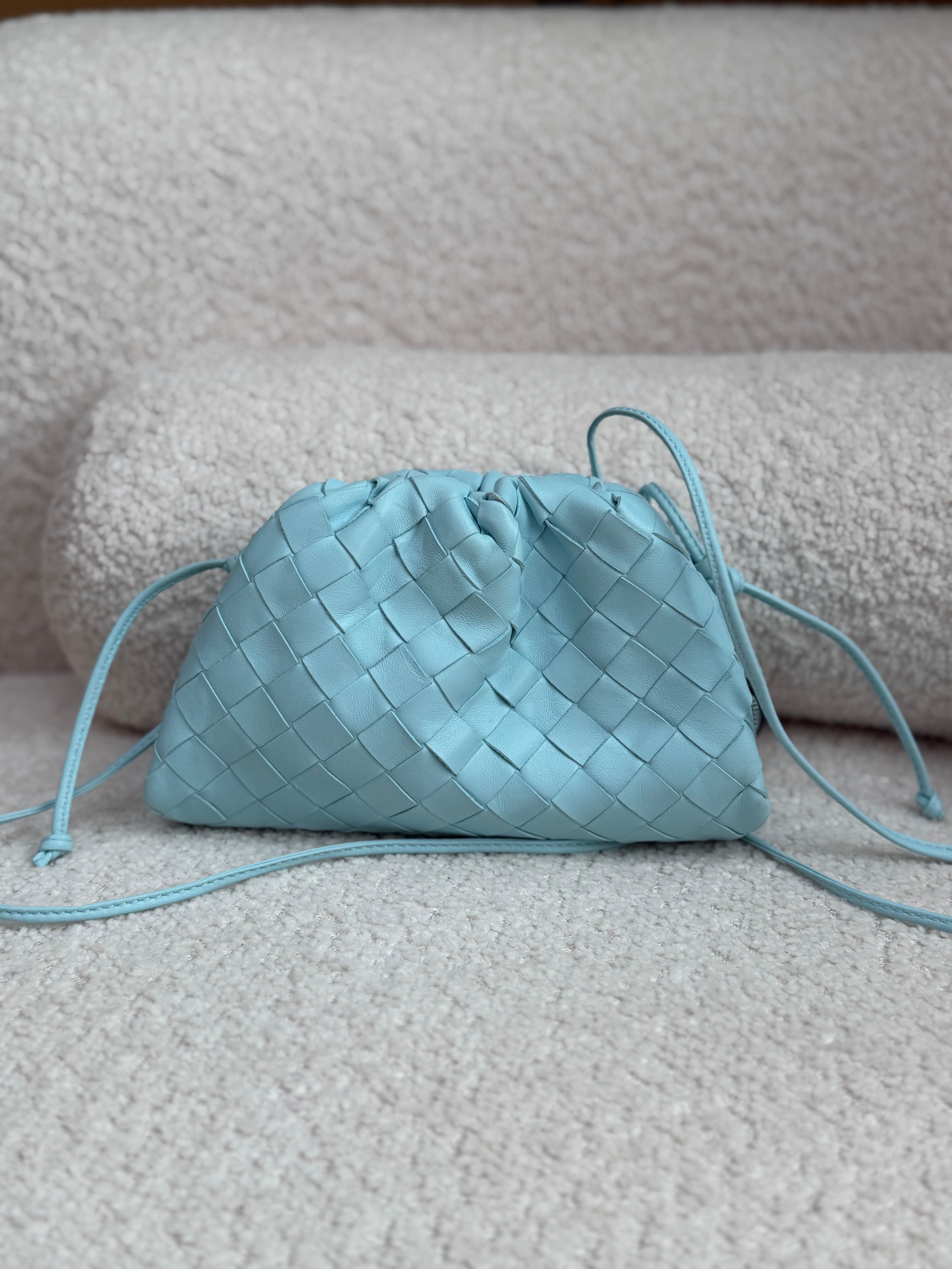 BRAND NEW- Bottega Veneta Blue Intrecciato Mini Pouch