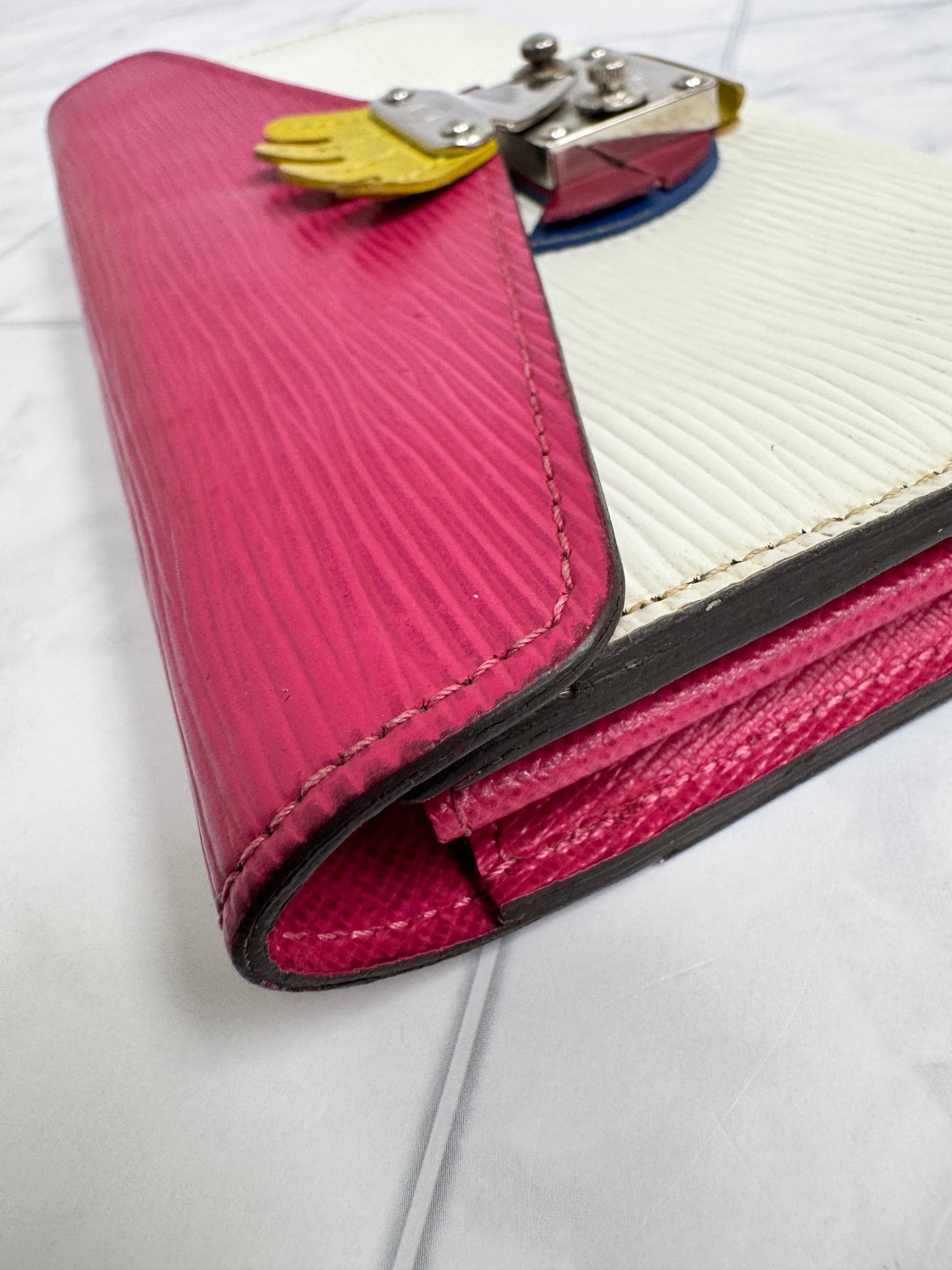 Louis Vuitton Pink And White Epi Leather Tribal Mask Long Wallet