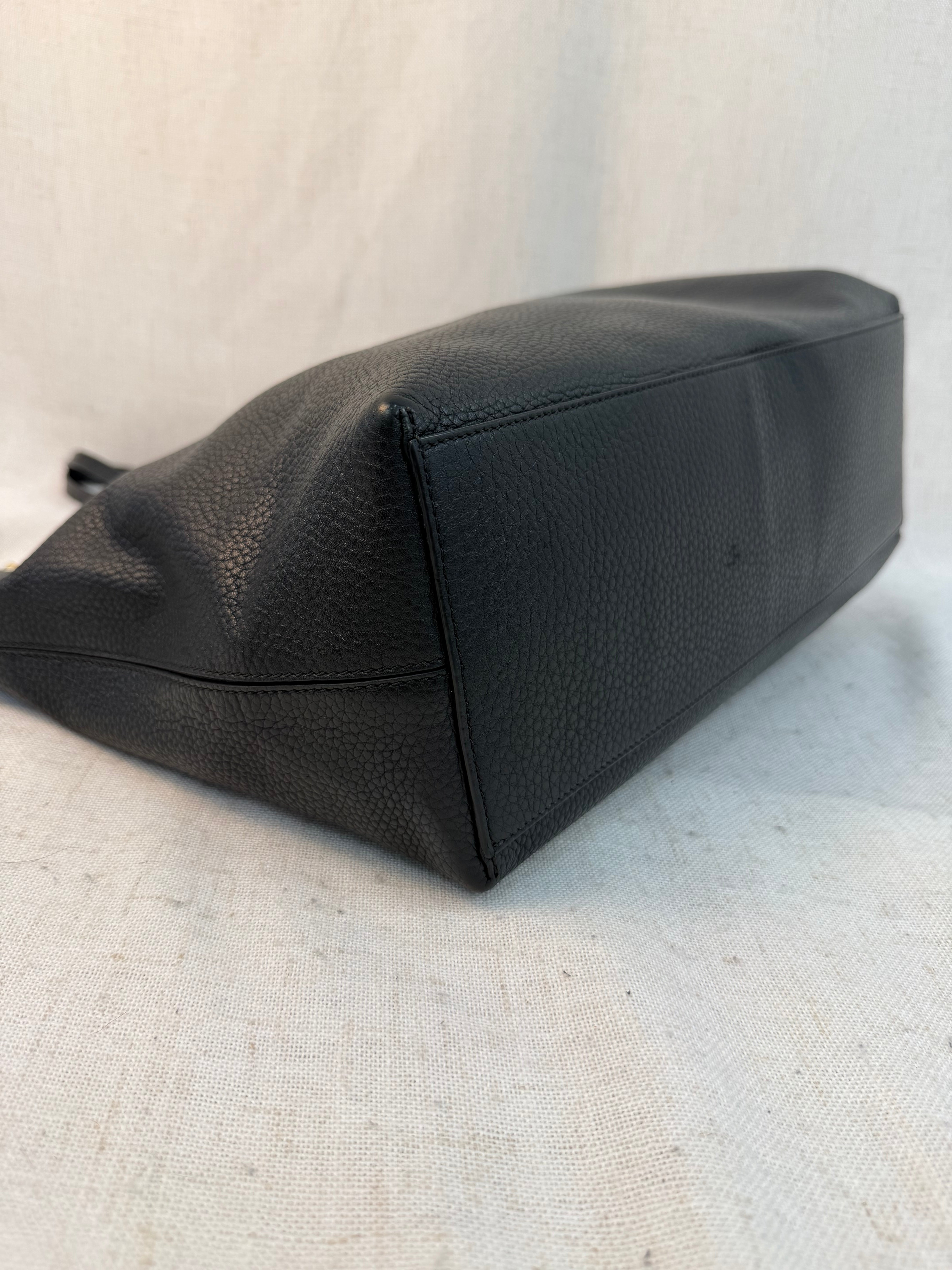 Valentino Black Leather Rockstud Tote Bag