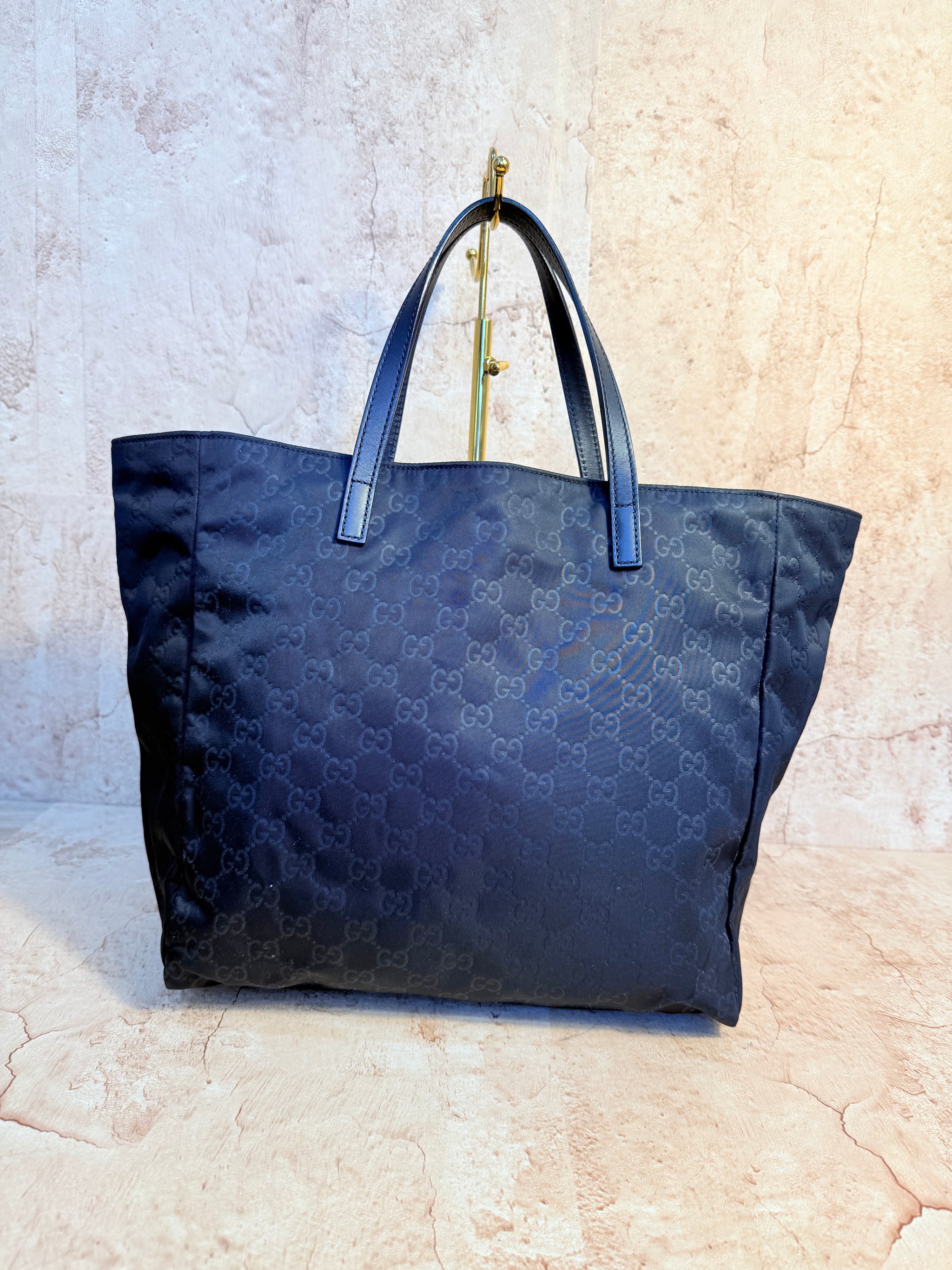 Gucci Black GG Nylon/Leather Tote Bag