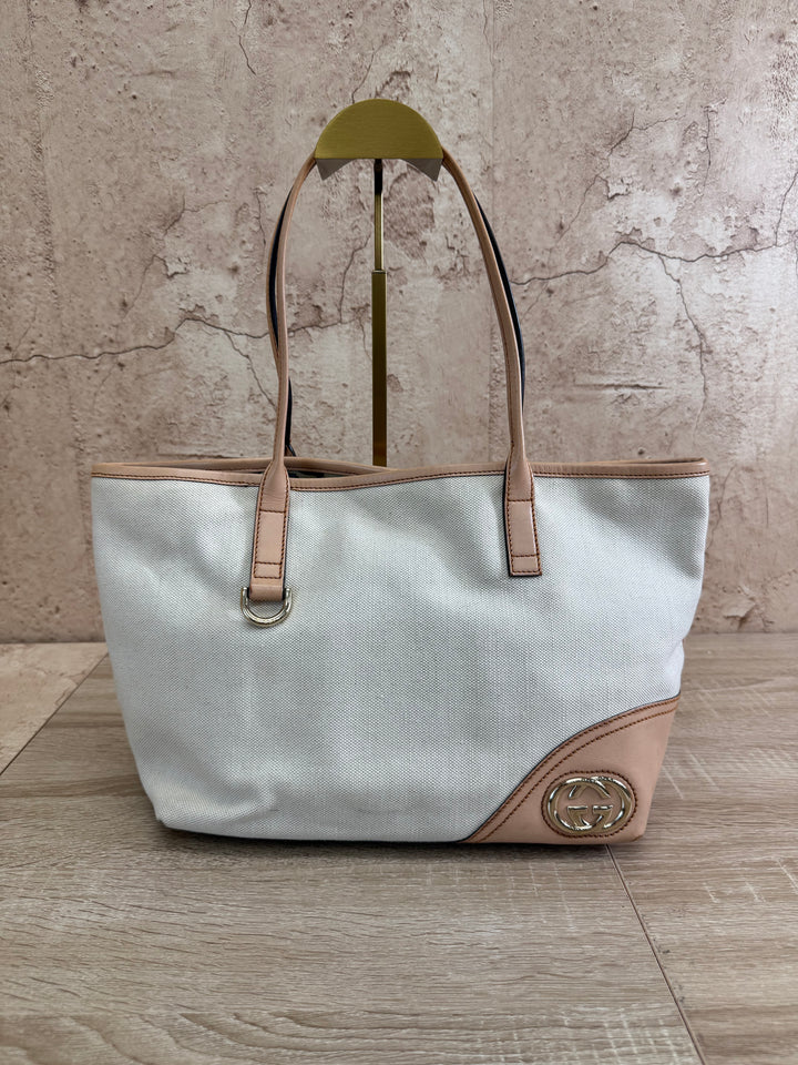 Gucci Ivory Canvas New Britt Tote Bag