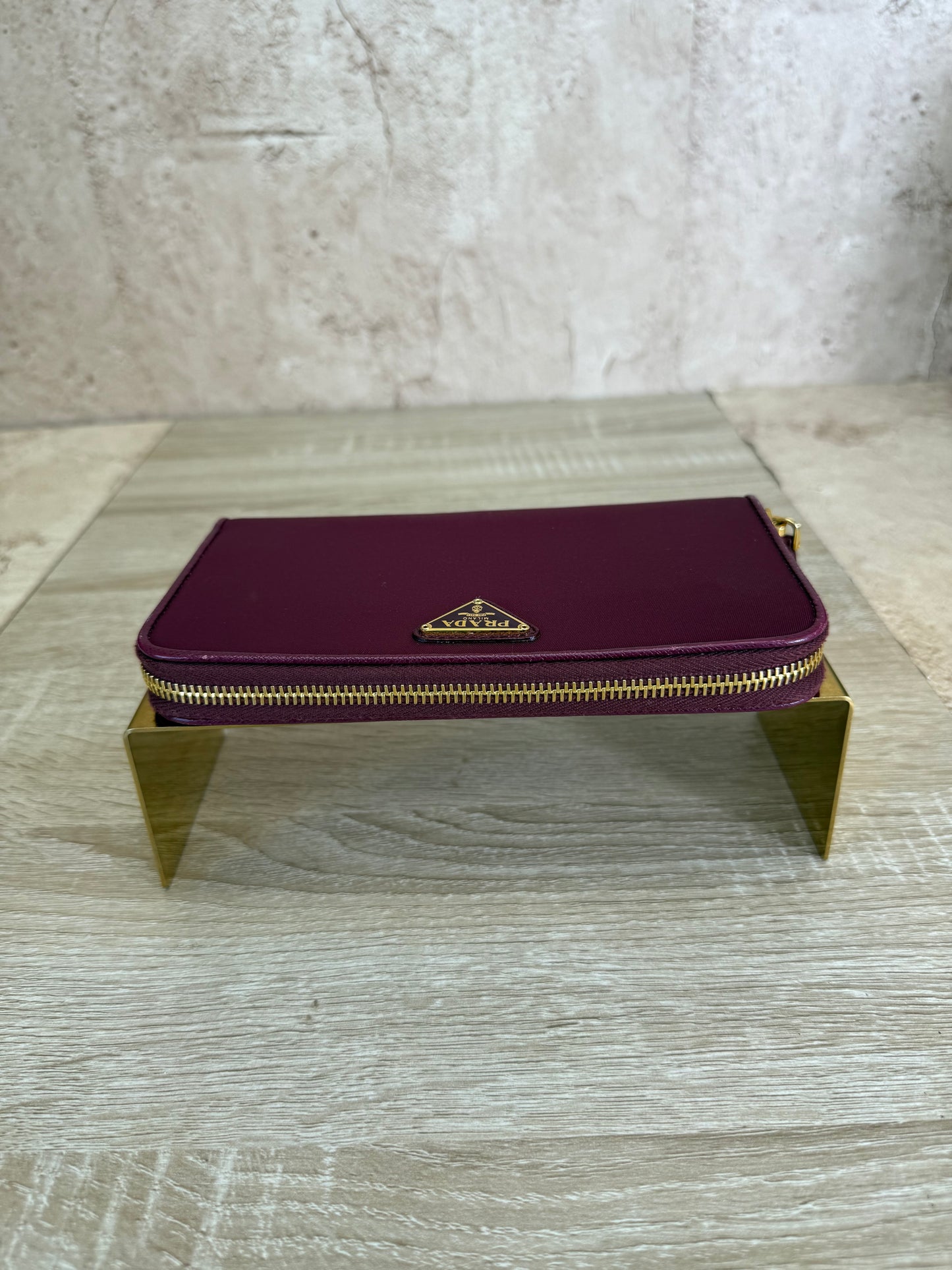 Prada Plum Nylon Zippy Wallet