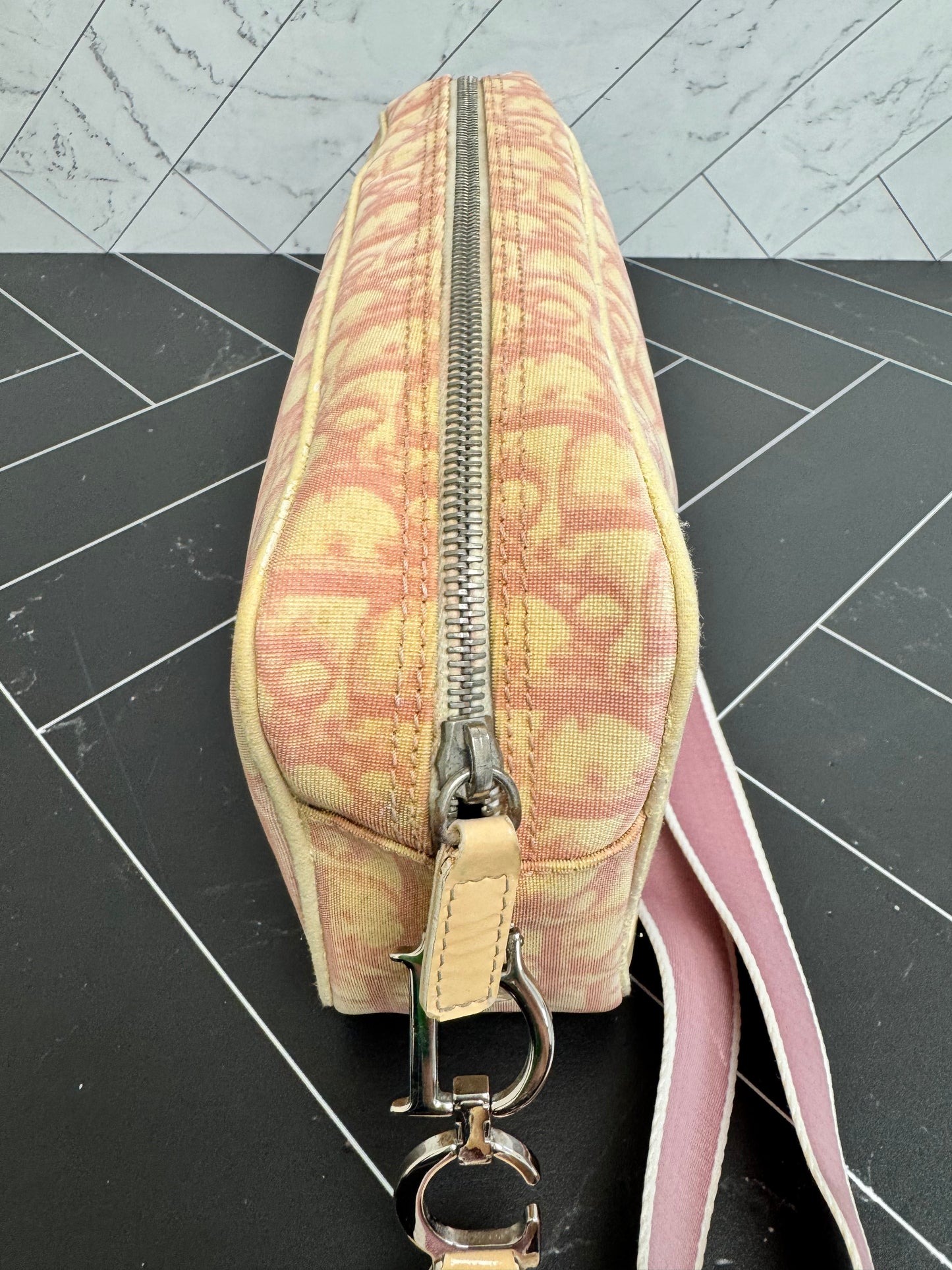 Christian Dior Pink Coated Trotter Canvas Camera Bag Crossbody