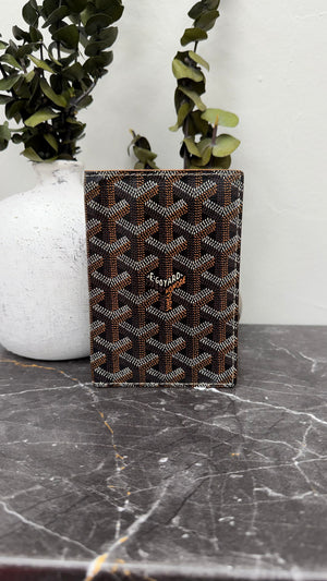 Goyard Black & Tan Goyardine Canvas Passport Cover