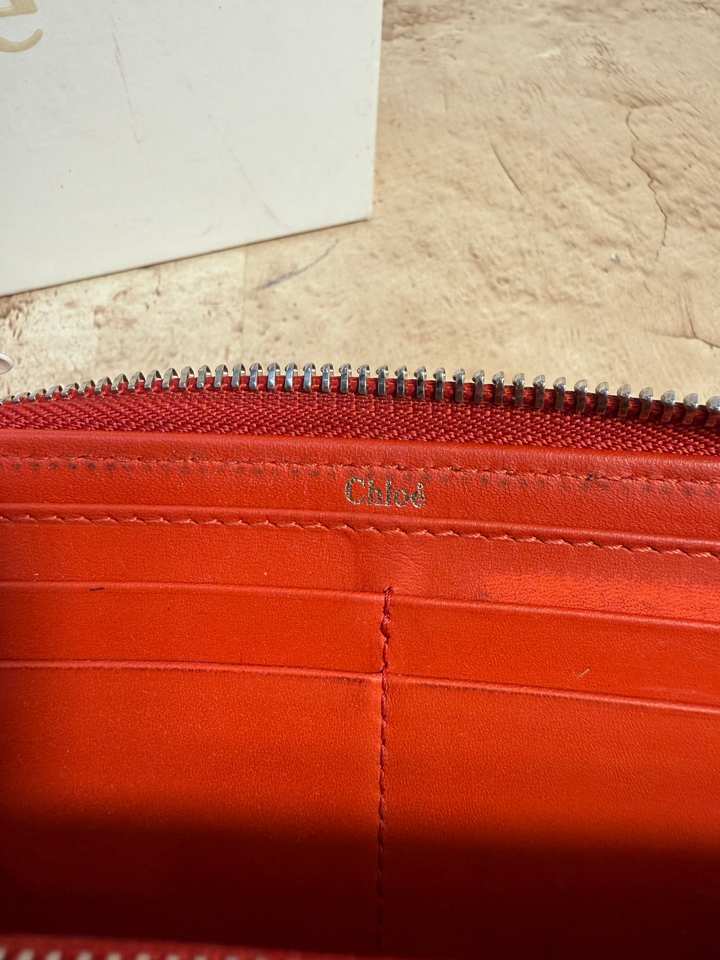 Chloe Red Leather Zippy Wallet