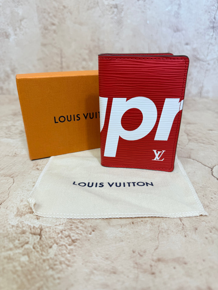 LIKE NEW Louis Vuitton Red Epi X Supreme Pocket Organizer