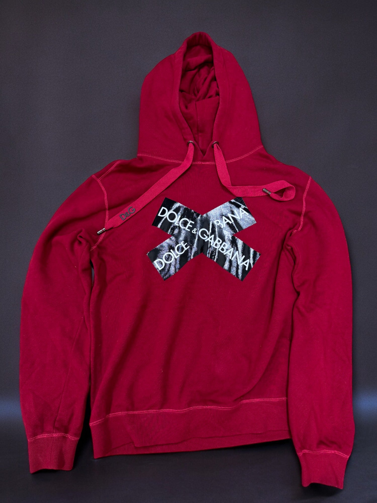 Dolce and Gabbana Burgundy Cross Hoodie