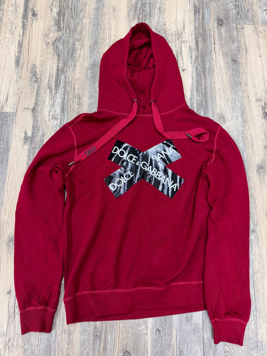 Dolce and Gabbana Burgundy Cross Hoodie